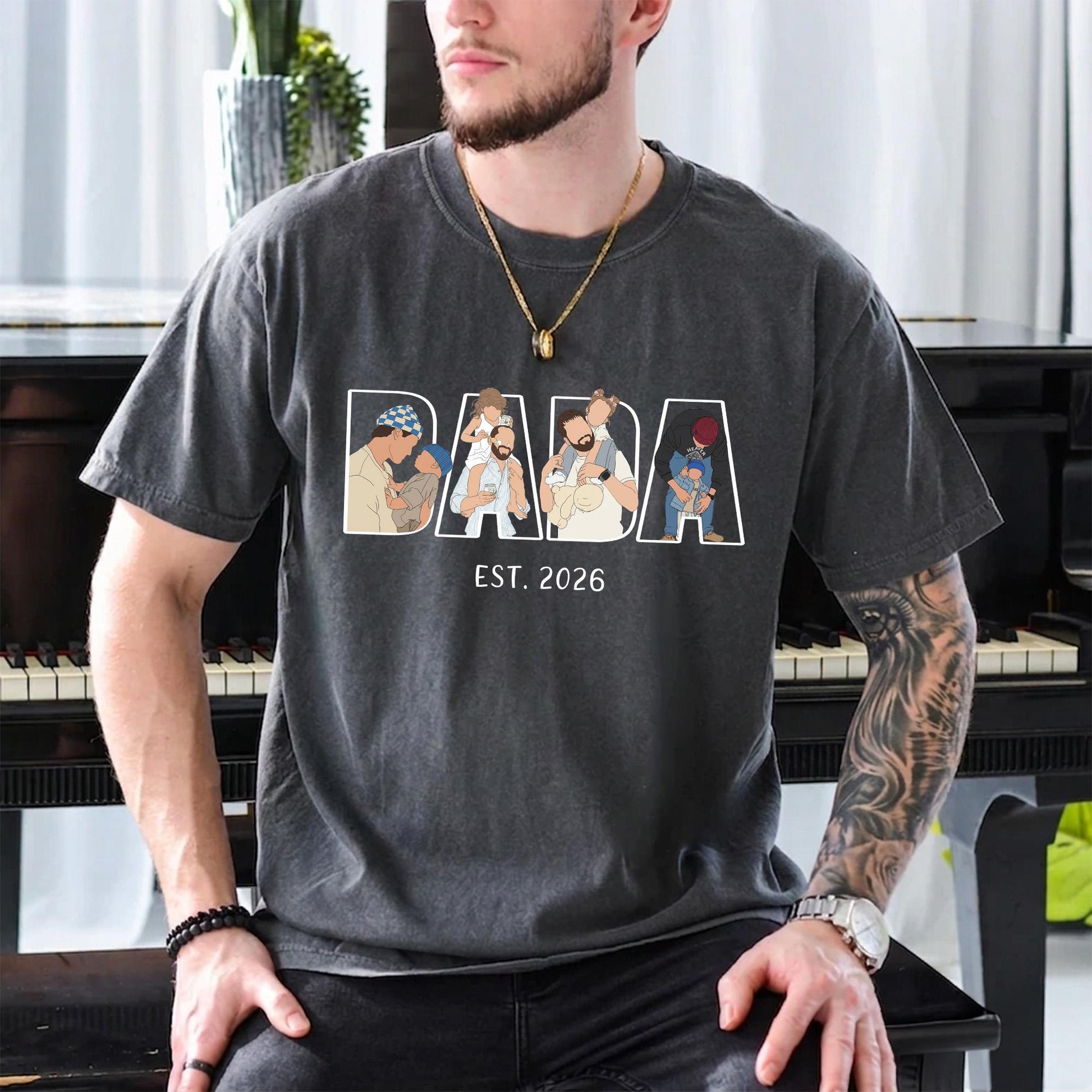 Personalized Dad Portrait Shirt, Personalized Dada Portrait T-Shirt, Father's Day Gift for Husband, New Dad Gift