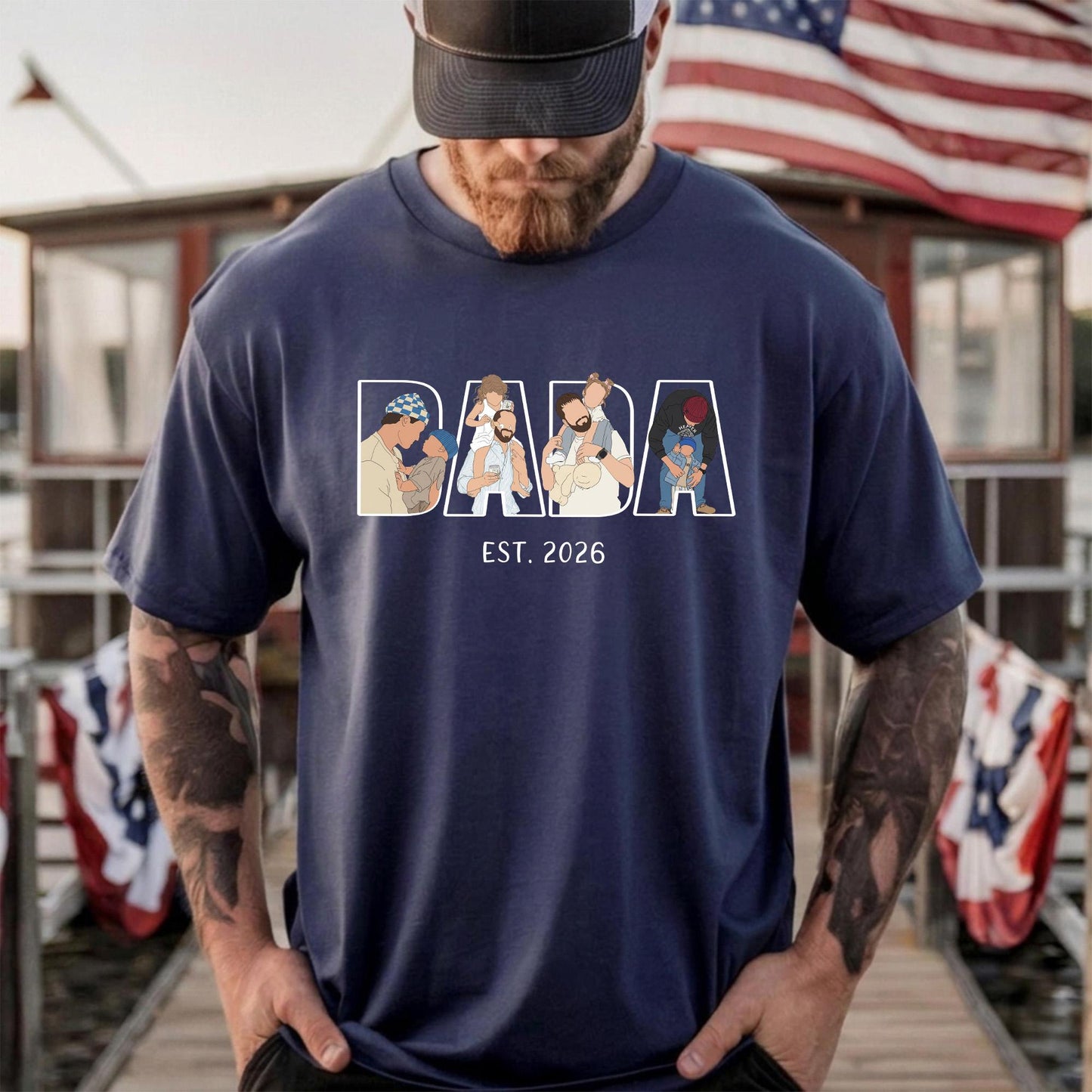 Personalized Dad Portrait Shirt, Personalized Dada Portrait T-Shirt, Father's Day Gift for Husband, New Dad Gift