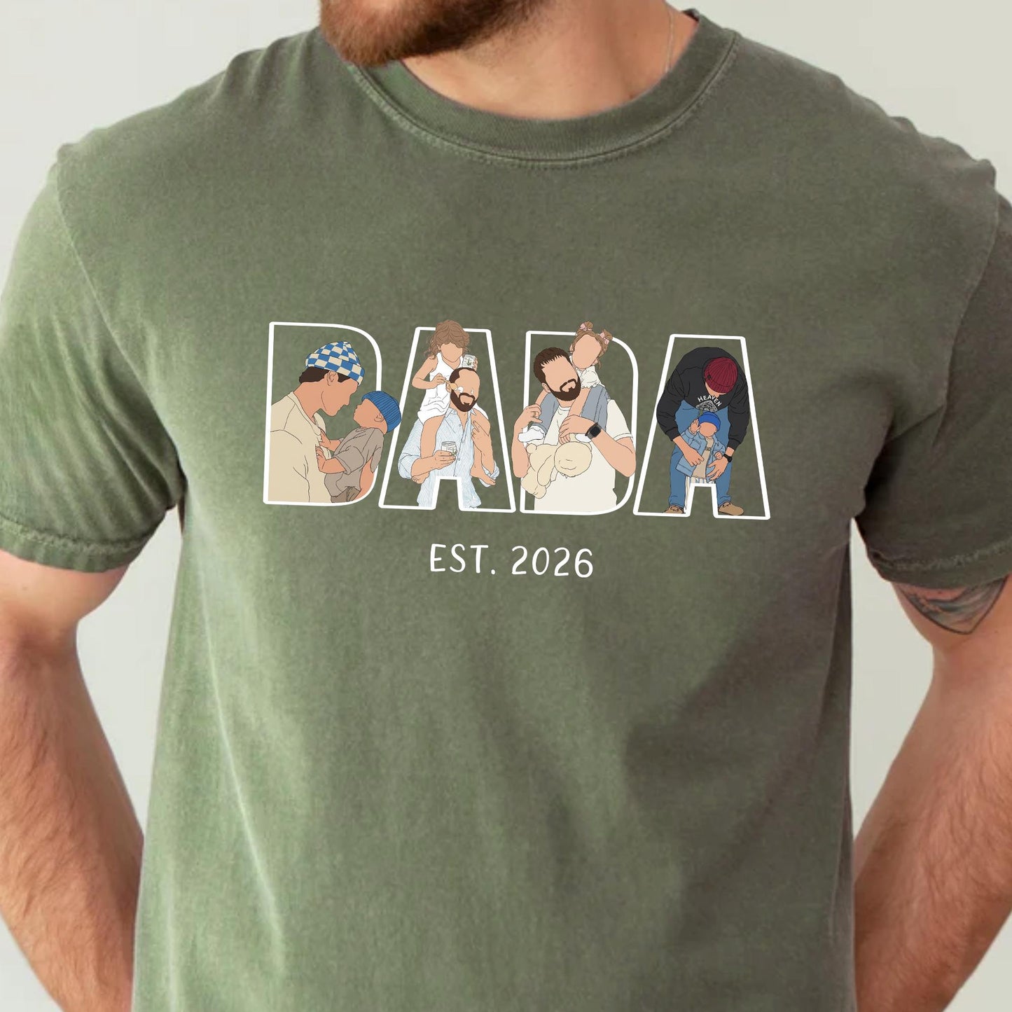 Personalized Dad Portrait Shirt, Personalized Dada Portrait T-Shirt, Father's Day Gift for Husband, New Dad Gift