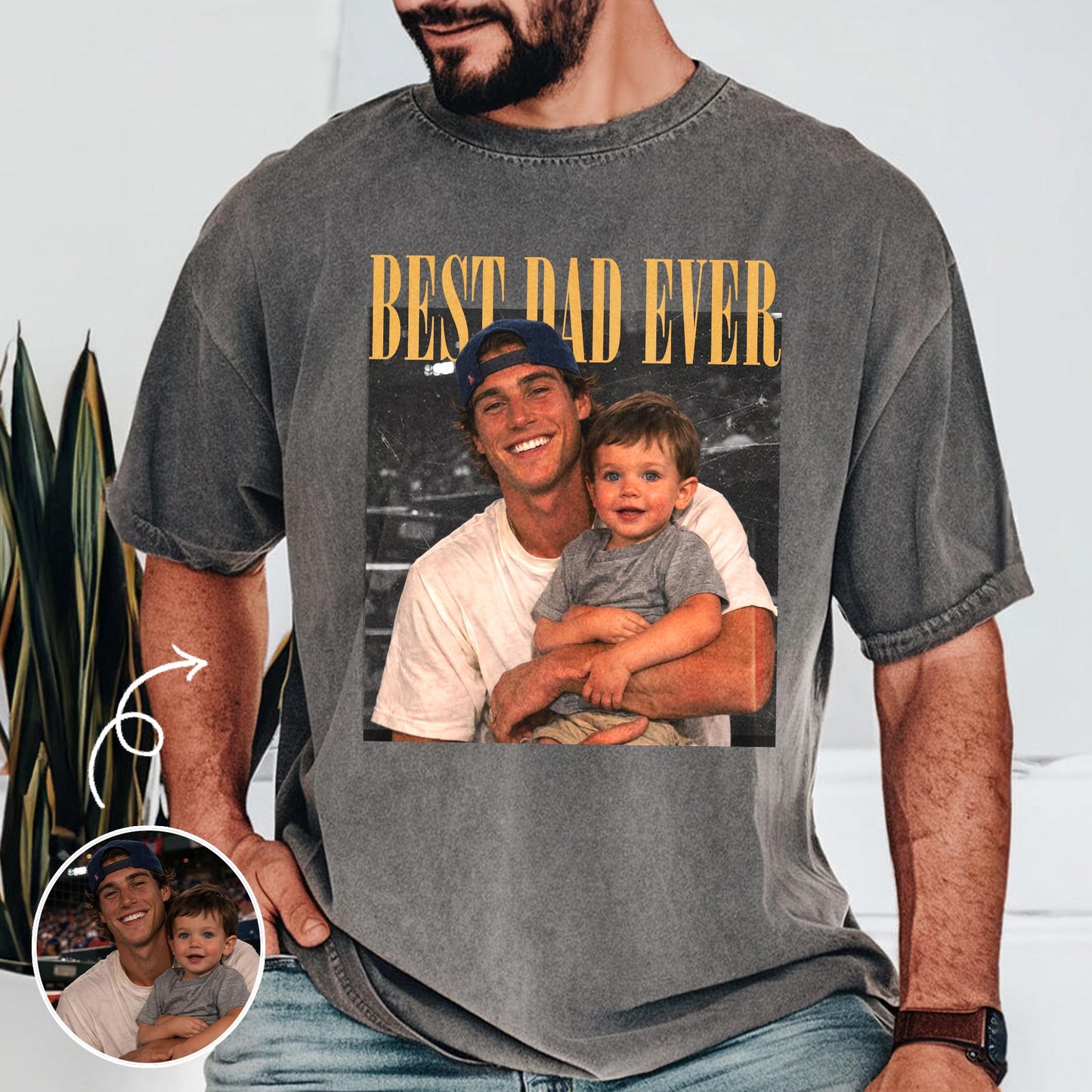 Personalized Dad Photo Shirt, Custom Dad and Son Photo T-Shirt, Father's Day Gift from Kid, Dad Birthday Gift
