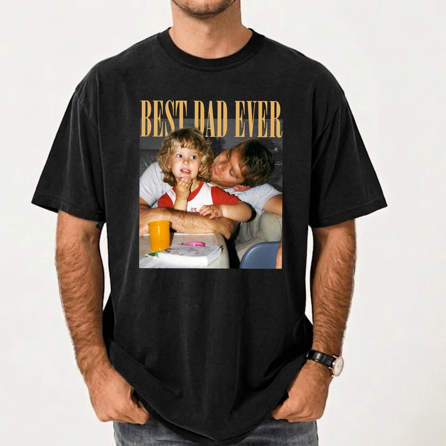 Personalized Dad Photo Shirt, Custom Dad and Son Photo T-Shirt, Father's Day Gift from Kid, Husband Birthday Gift