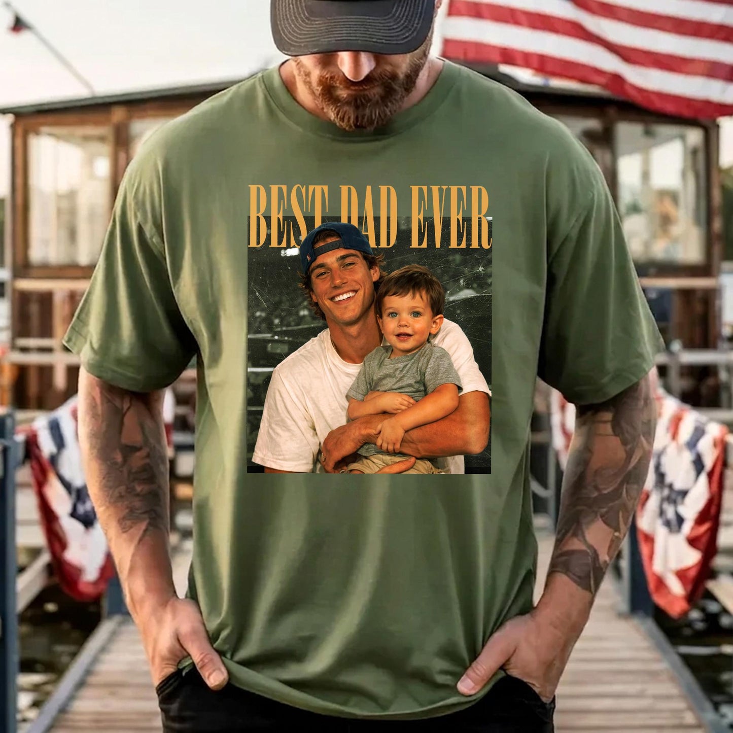 Personalized Dad Photo Shirt, Custom Dad and Son Photo T-Shirt, Father's Day Gift from Kid, Husband Birthday Gift