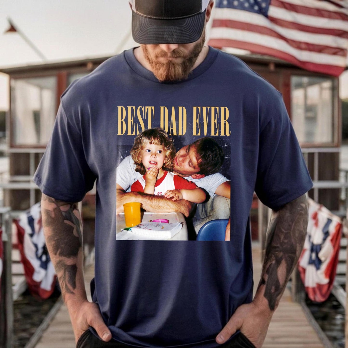 Personalized Dad Photo Shirt, Custom Dad and Son Photo T-Shirt, Father's Day Gift from Kid, Husband Birthday Gift