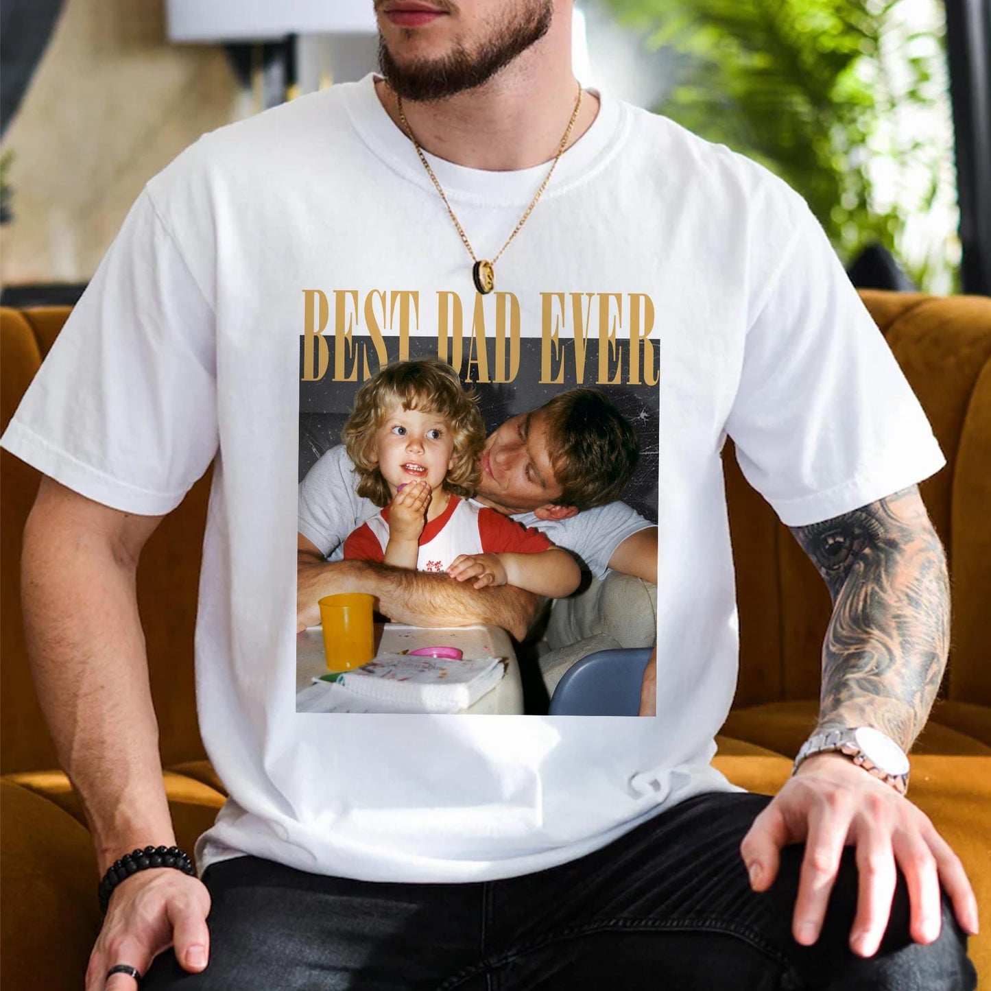 Personalized Dad Photo Shirt, Custom Dad and Son Photo T-Shirt, Father's Day Gift from Kid, Husband Birthday Gift