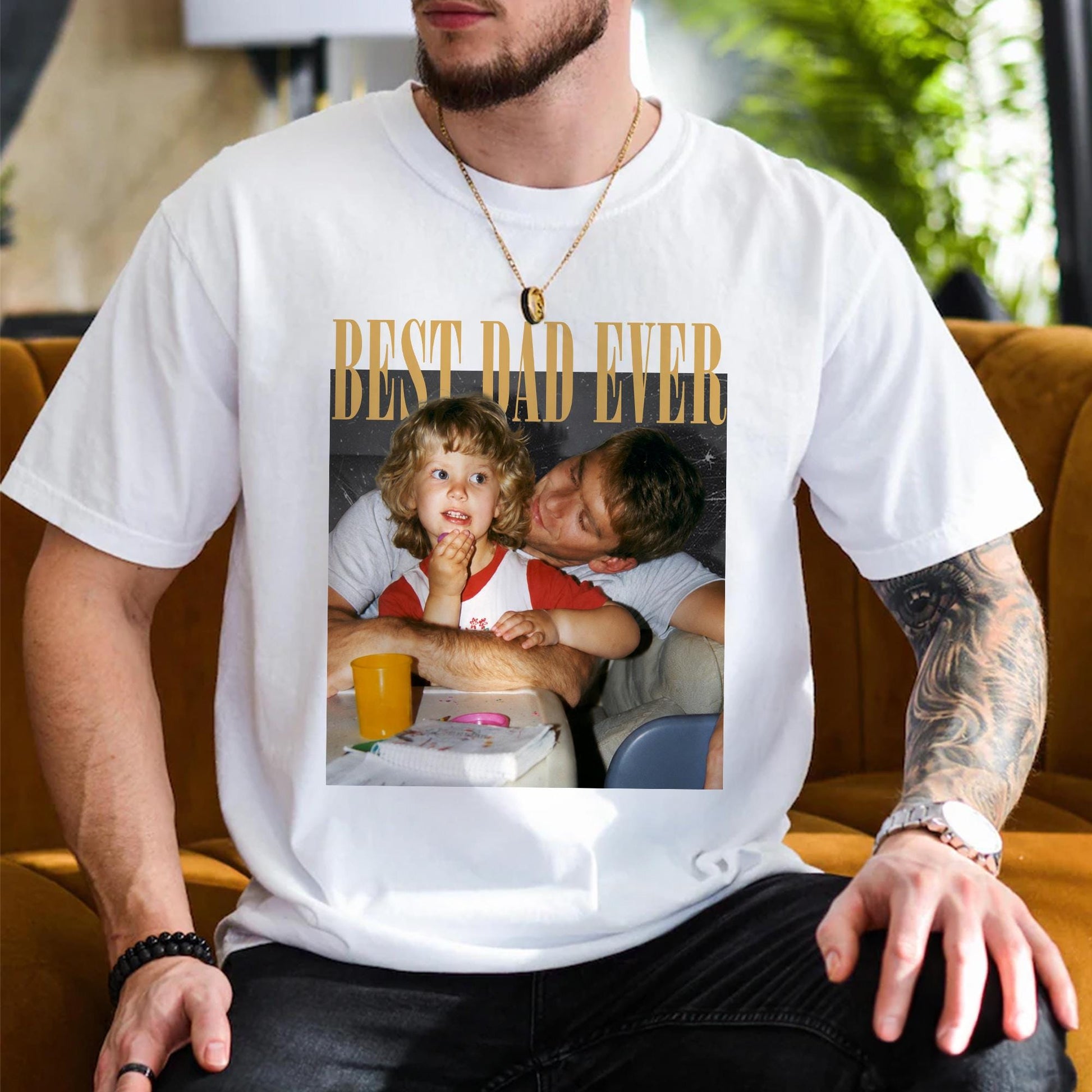 Personalized Dad Photo Shirt, Custom Dad and Son Photo T-Shirt, Father's Day Gift from Kid, Husband Birthday Gift