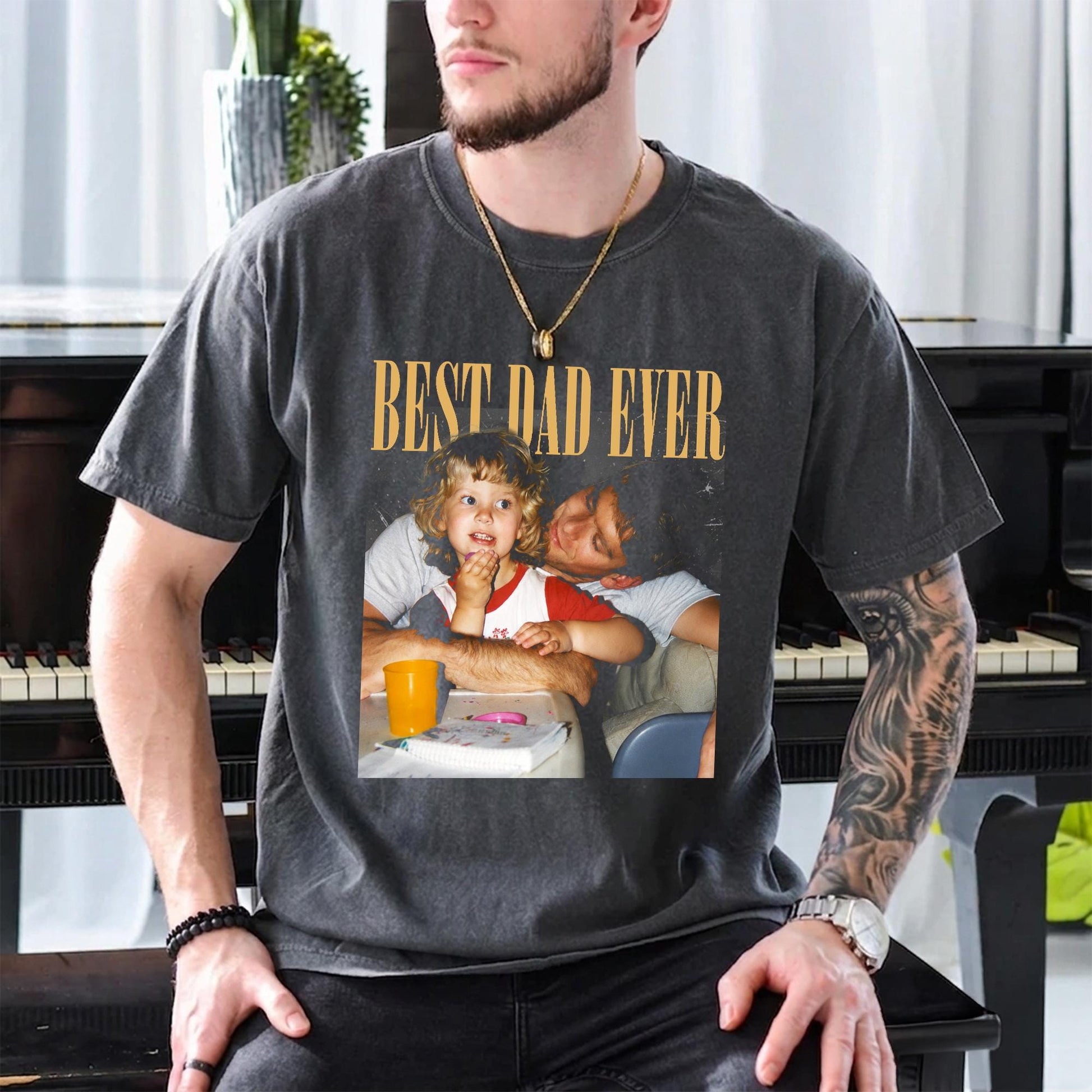 Personalized Dad Photo Shirt, Custom Dad and Son Photo T-Shirt, Father's Day Gift from Kid, Husband Birthday Gift