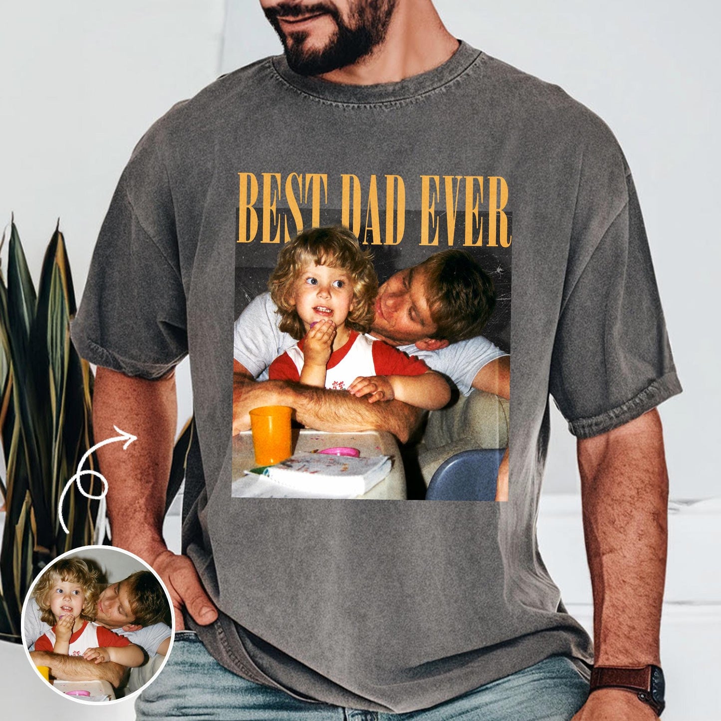 Personalized Dad Photo Shirt, Custom Dad and Son Photo T-Shirt, Father's Day Gift from Kid, Husband Birthday Gift