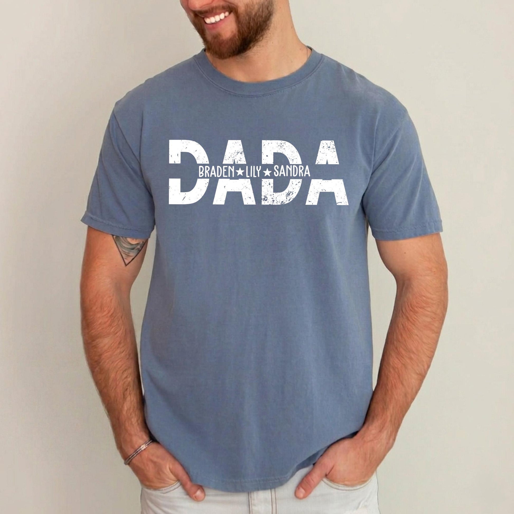 Personalized Dad Shirt With Kids Names, Father's Day Shirt Gift from Daughter and Son