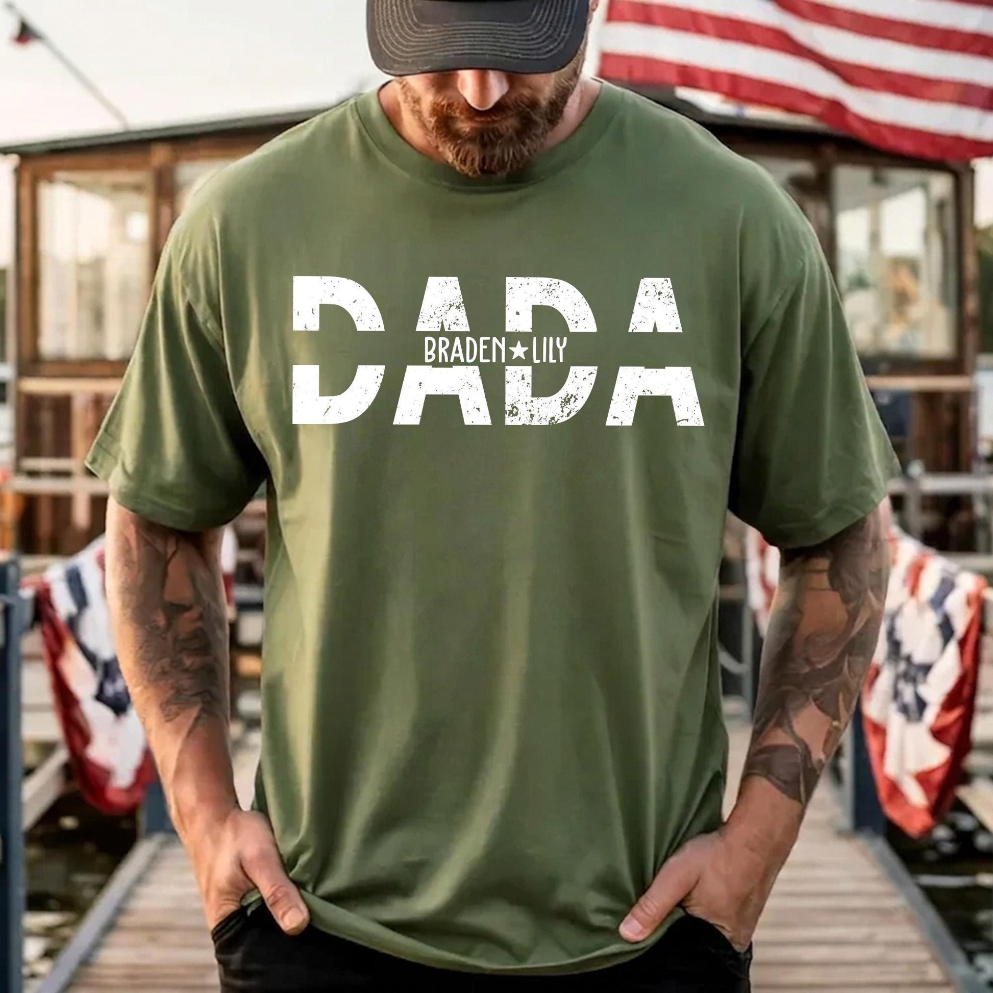 Personalized Dad Shirt With Kids Names, Father's Day Shirt Gift from Daughter and Son