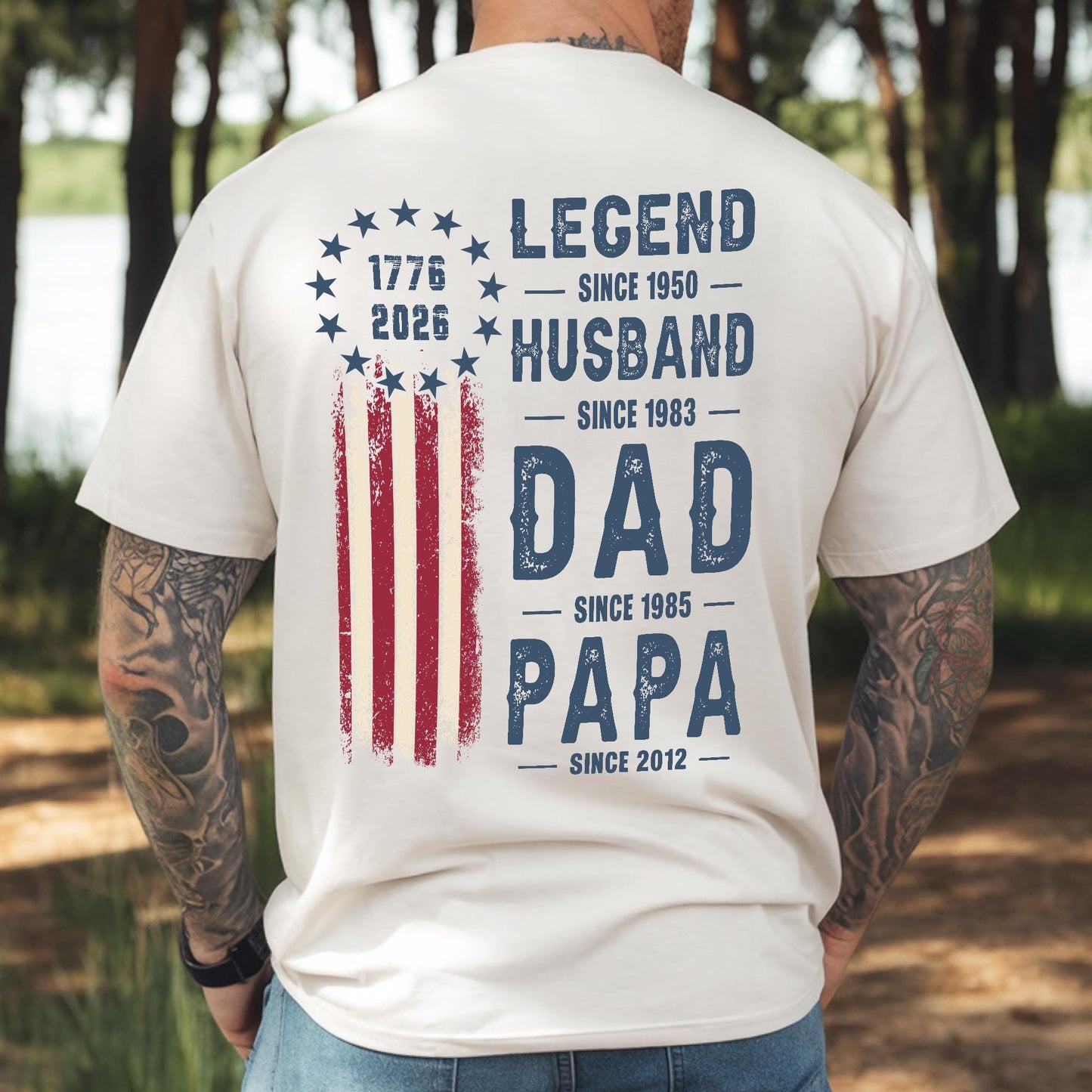 Dad America Shirt, Personalized Legend Husband Dad Papa T-Shirt, USA Flag Patriotic Family Tee, Fathers Day Gift for Dad
