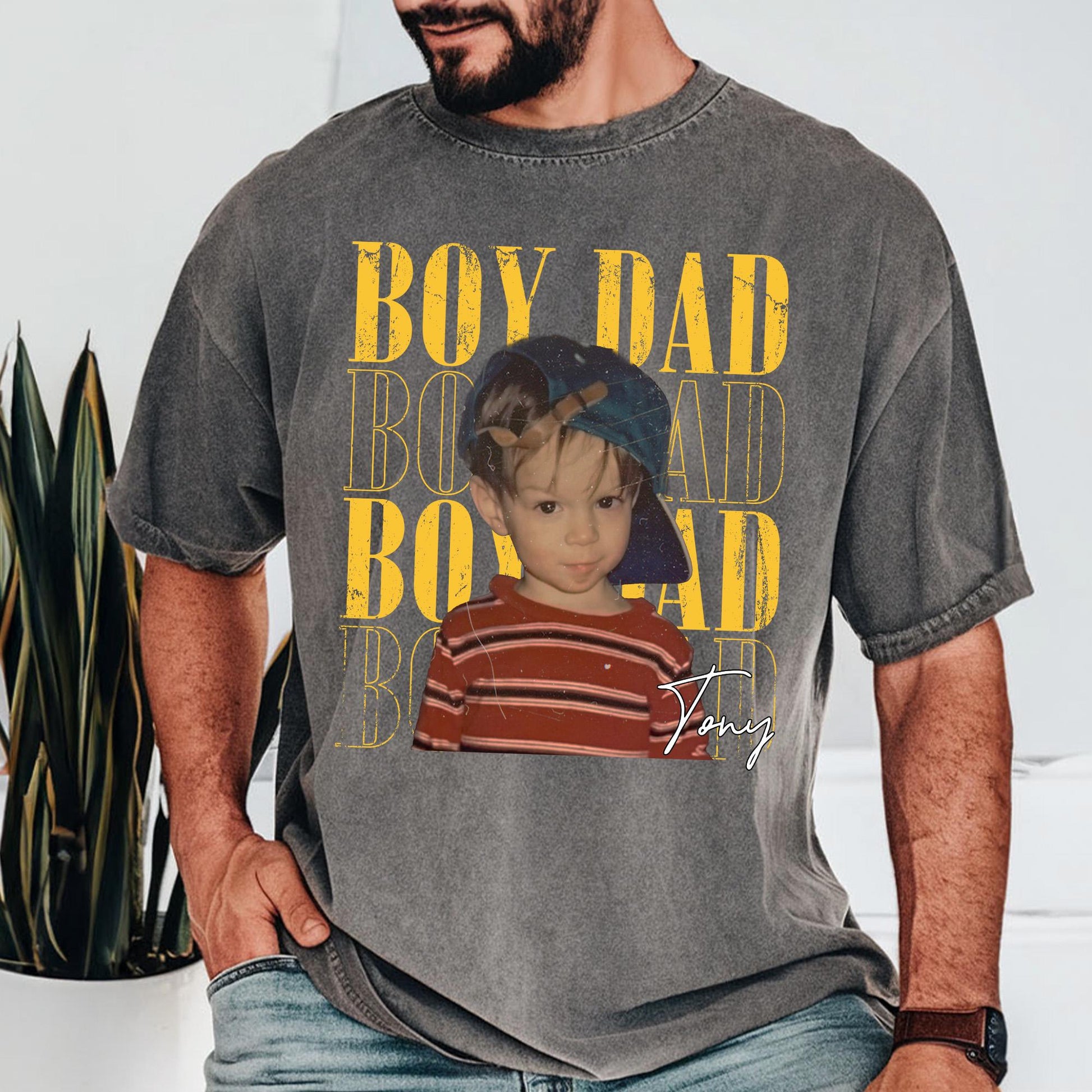 Custom Photo Dad Shirt, Custom Kid Photo Shirt Gift for Dad, Father's Day Gift from Kids, Retro Best Dad Ever T-Shirt