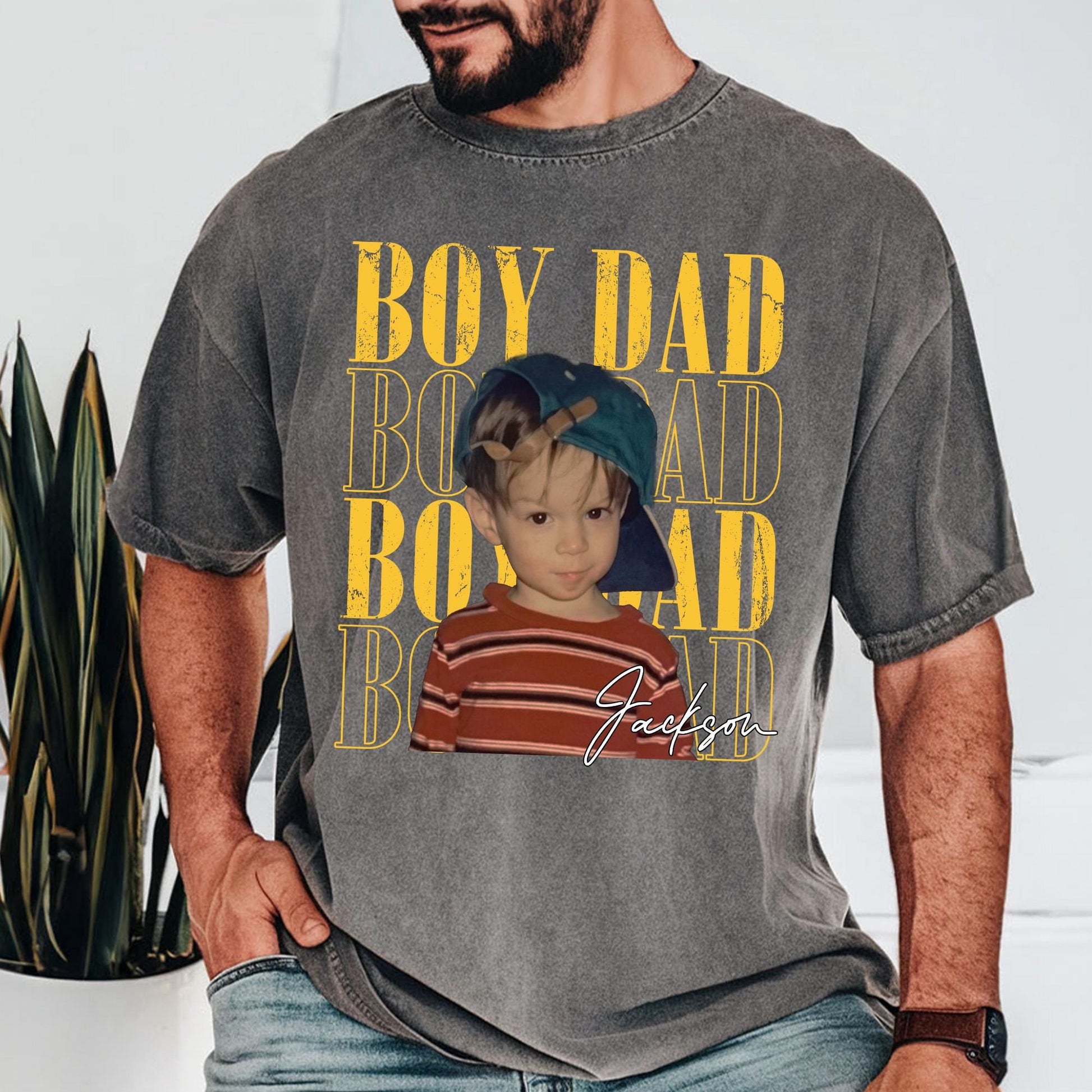 Custom Photo Dad Shirt, Custom Kid Photo Shirt Gift for Dad, Father's Day Gift from Kids, Retro Best Dad Ever T-Shirt