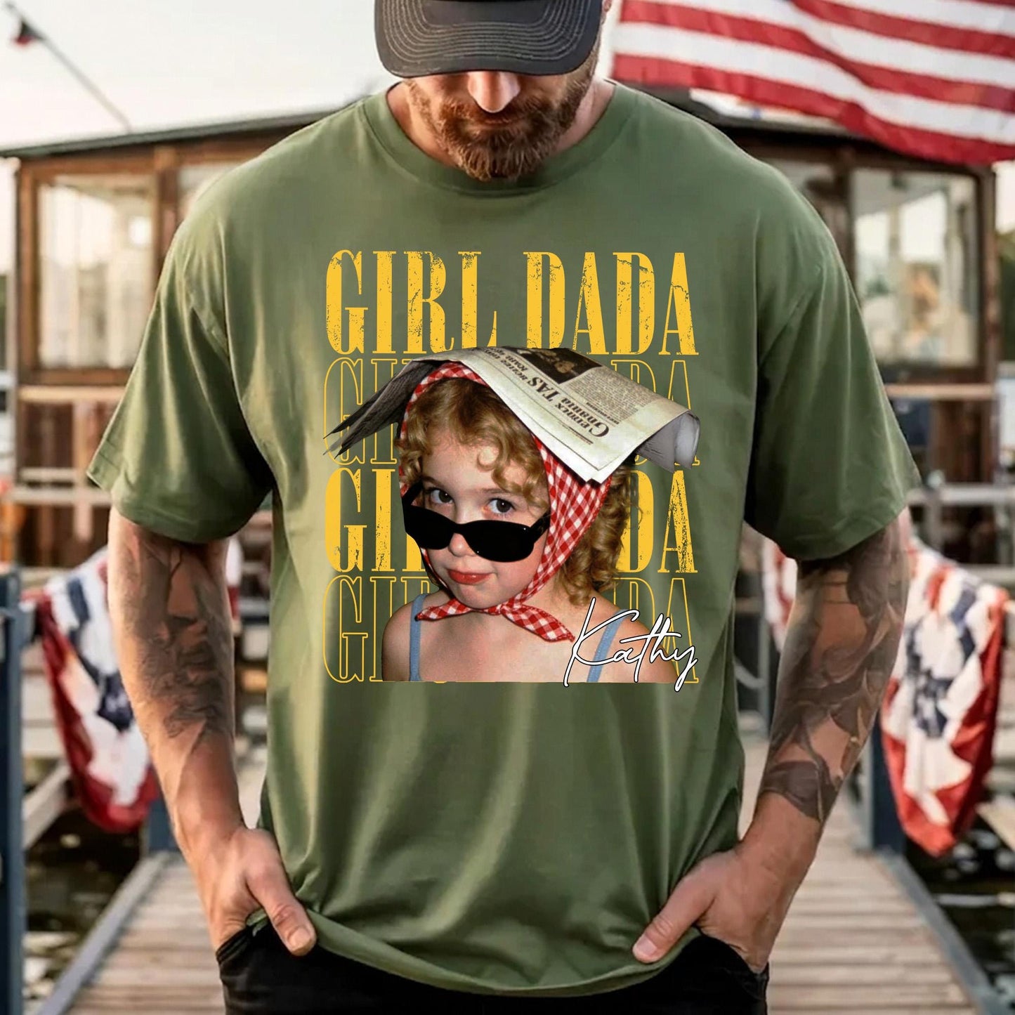 Custom Photo Dad Shirt, Custom Kid Photo Shirt Gift for Dad, Father's Day Gift from Kids, Retro Best Dad Ever T-Shirt