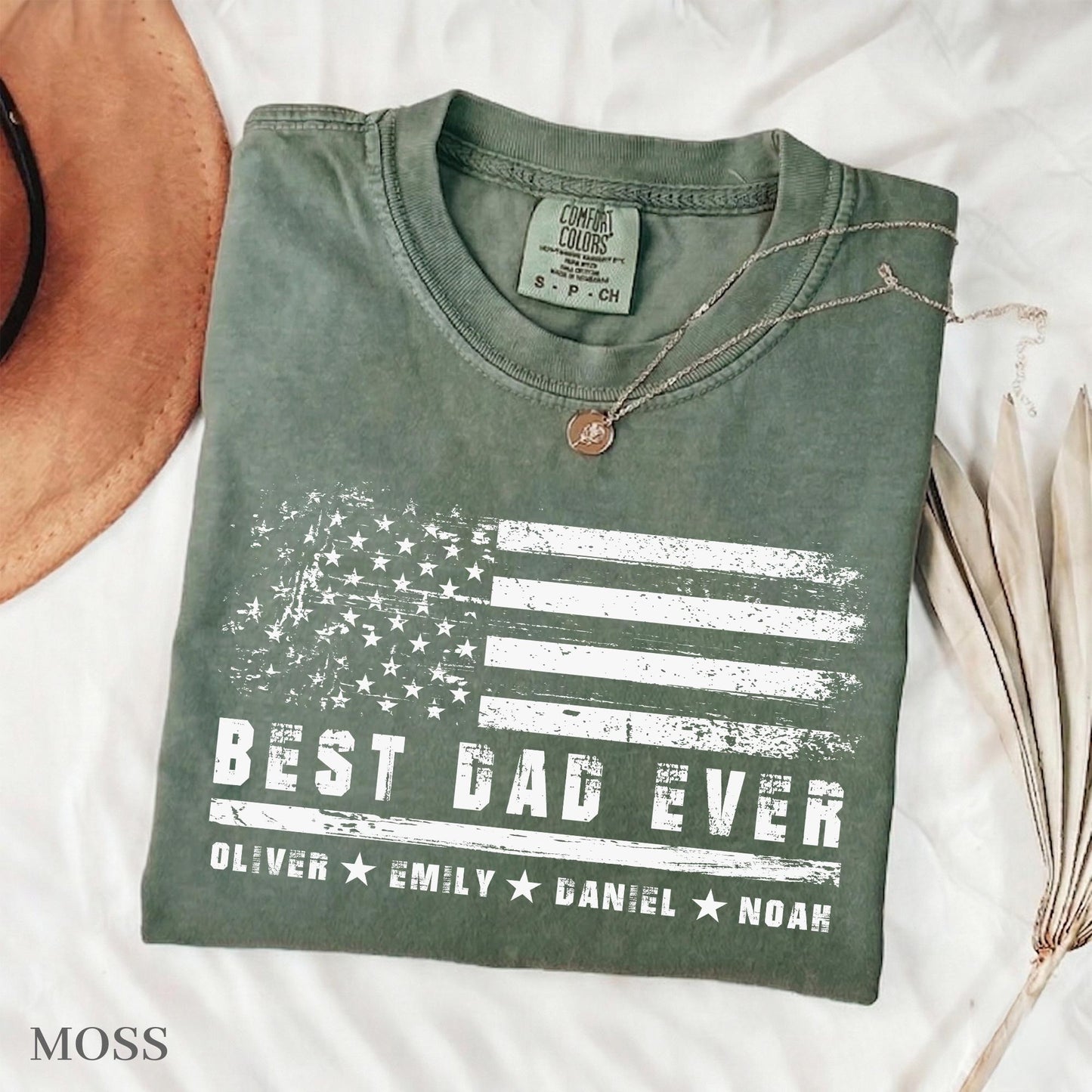 Custom Daddy Shirt, Dad Shirt With Kids Names, Best Dad Shirt With American Flag, Fathers Day Gift for Husband