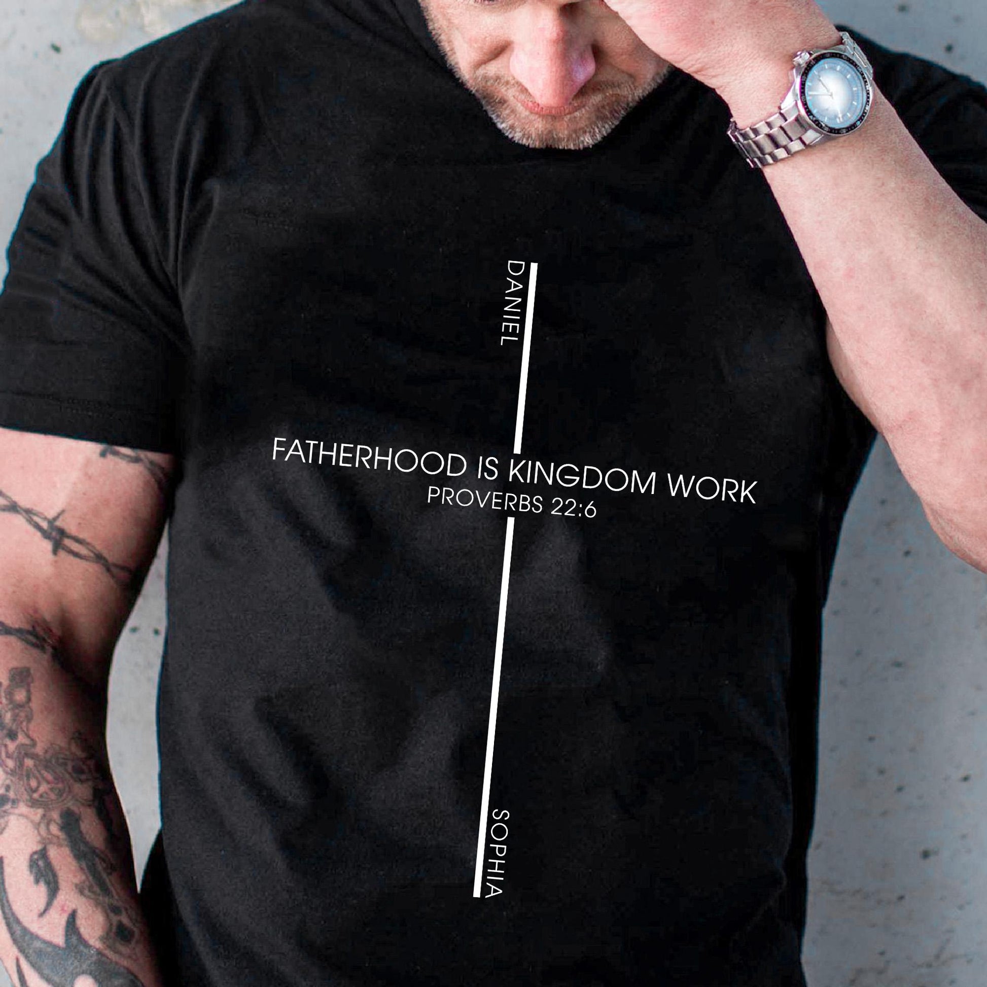 Christian Fatherhood Kingdom Work Shirt, Proverbs 22:6 Bible Verse Dad Gift, Fathers Day Shirt Gift for Dad Christian