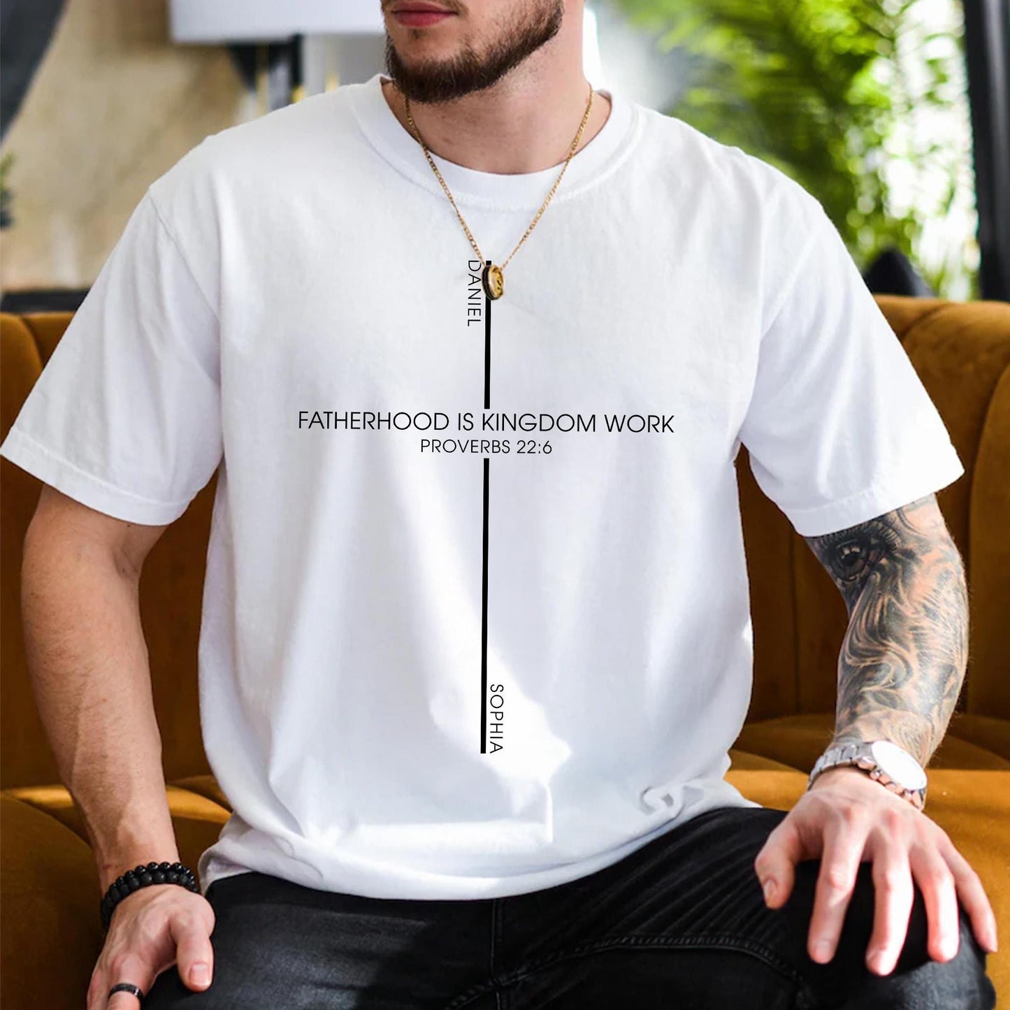 Christian Fatherhood Kingdom Work Shirt, Proverbs 22:6 Bible Verse Dad Gift, Fathers Day Shirt Gift for Dad Christian