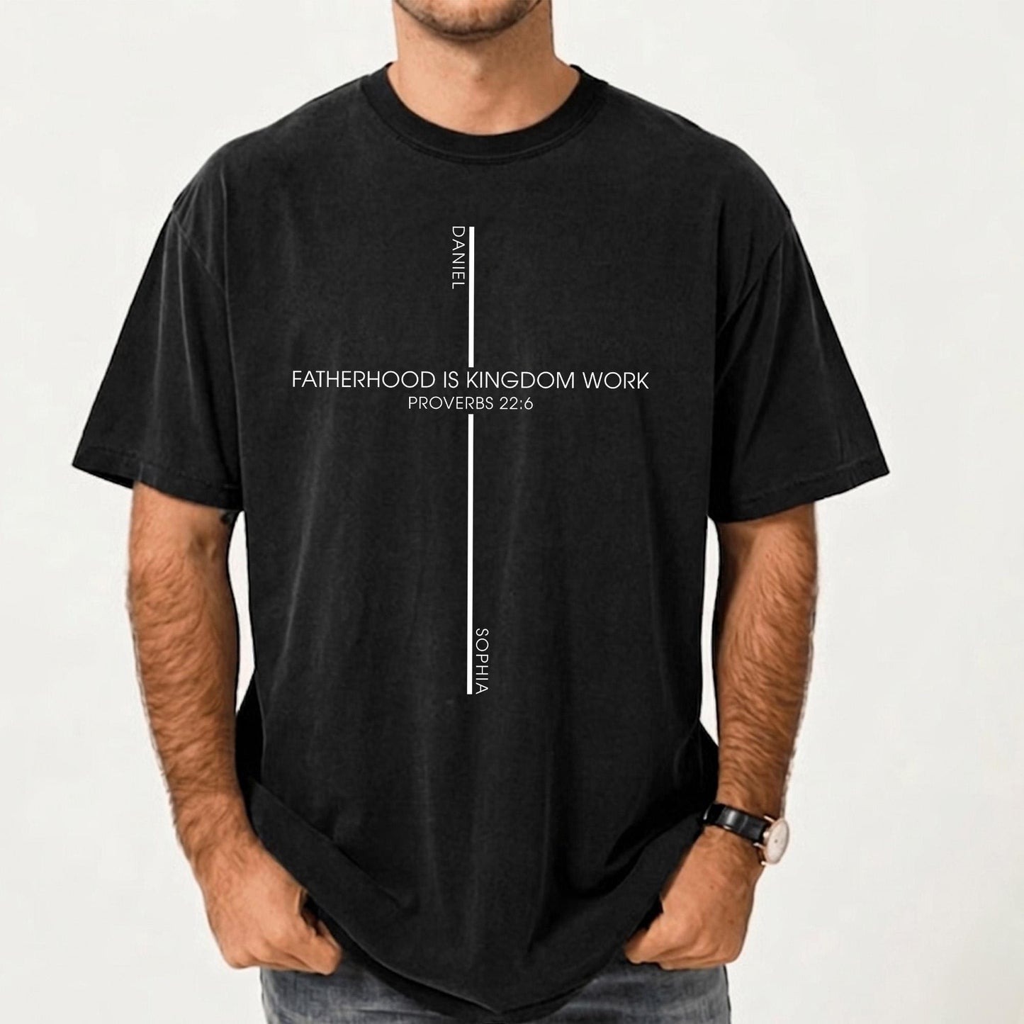 Christian Fatherhood Kingdom Work Shirt, Proverbs 22:6 Bible Verse Dad Gift, Fathers Day Shirt Gift for Dad Christian