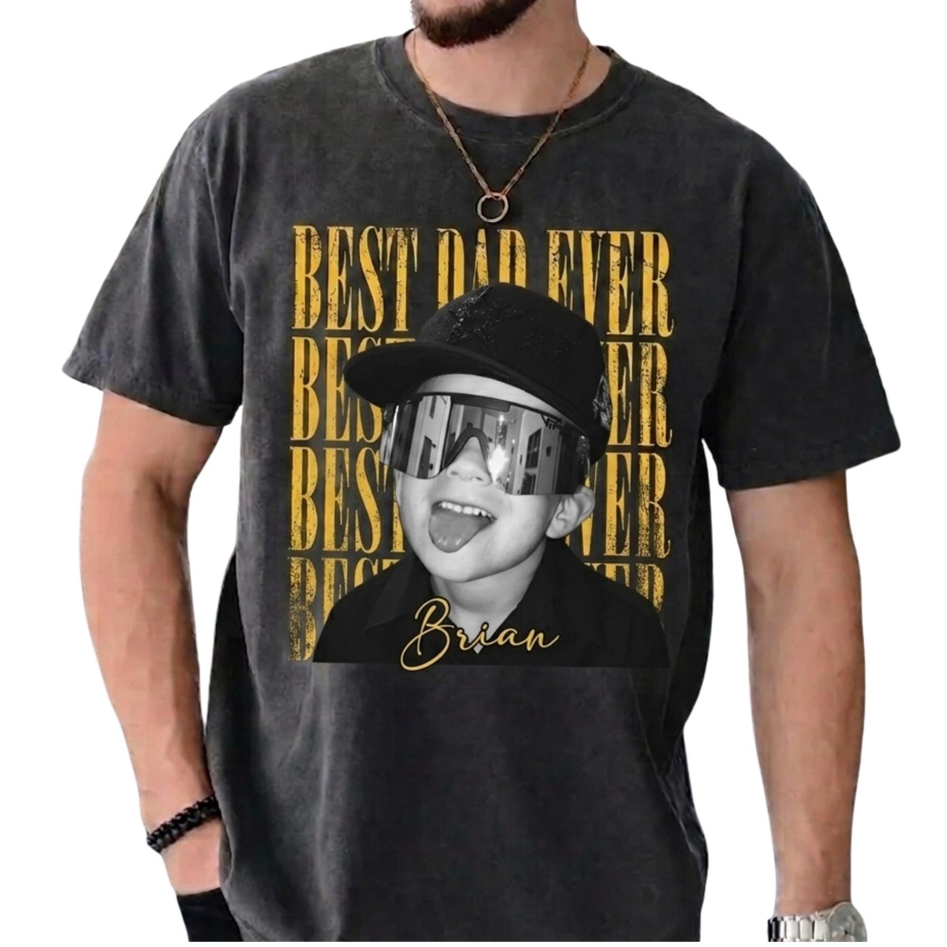 Custom Vintage Kids Photo Dad Shirt, Father's Day Shirt Gift for Dad, Best Dad Ever Tee, Dad Gift from Kid