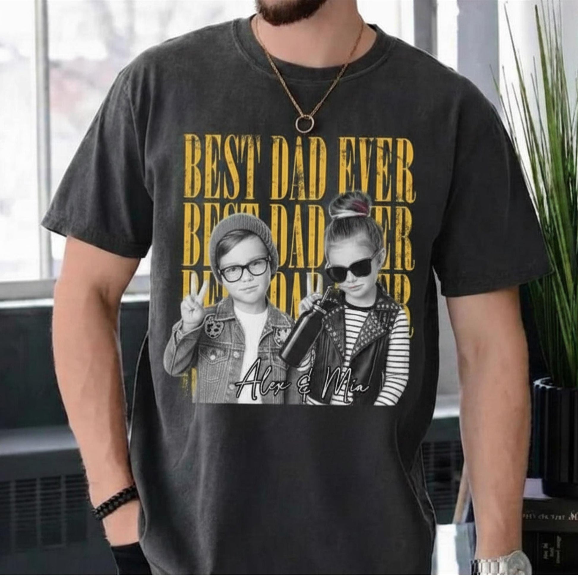 Custom Dad Photo Shirt, Personalized Kids Vintage Photo T-Shirt, Father's Day Gift for Husband, Dad Birthday Gift from Kids