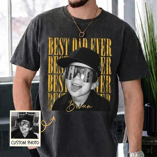 Custom Dad Photo Shirt, Vintage Kids Photo T-Shirt, Father's Day Birthday Gift for Husband