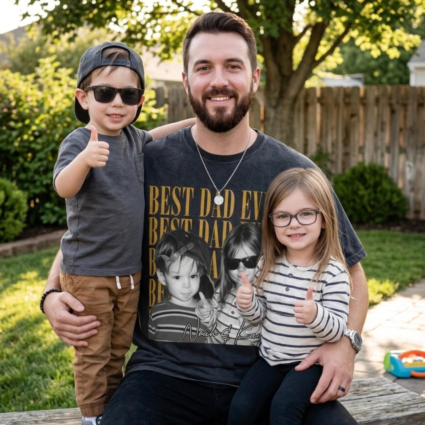Custom Dad Photo Shirt, Personalized Kids Vintage Photo T-Shirt, Father's Day Gift for Husband, Dad Birthday Gift from Kids