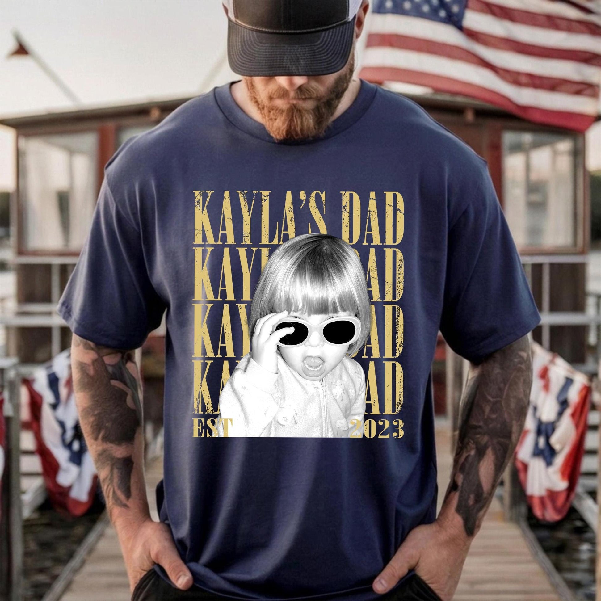 Personalized Vintage Photo Dad Shirt, Custom Kid Photo Shirt for Dad, Father's Day Gift for Husband, Dad Gift From Daughter Son