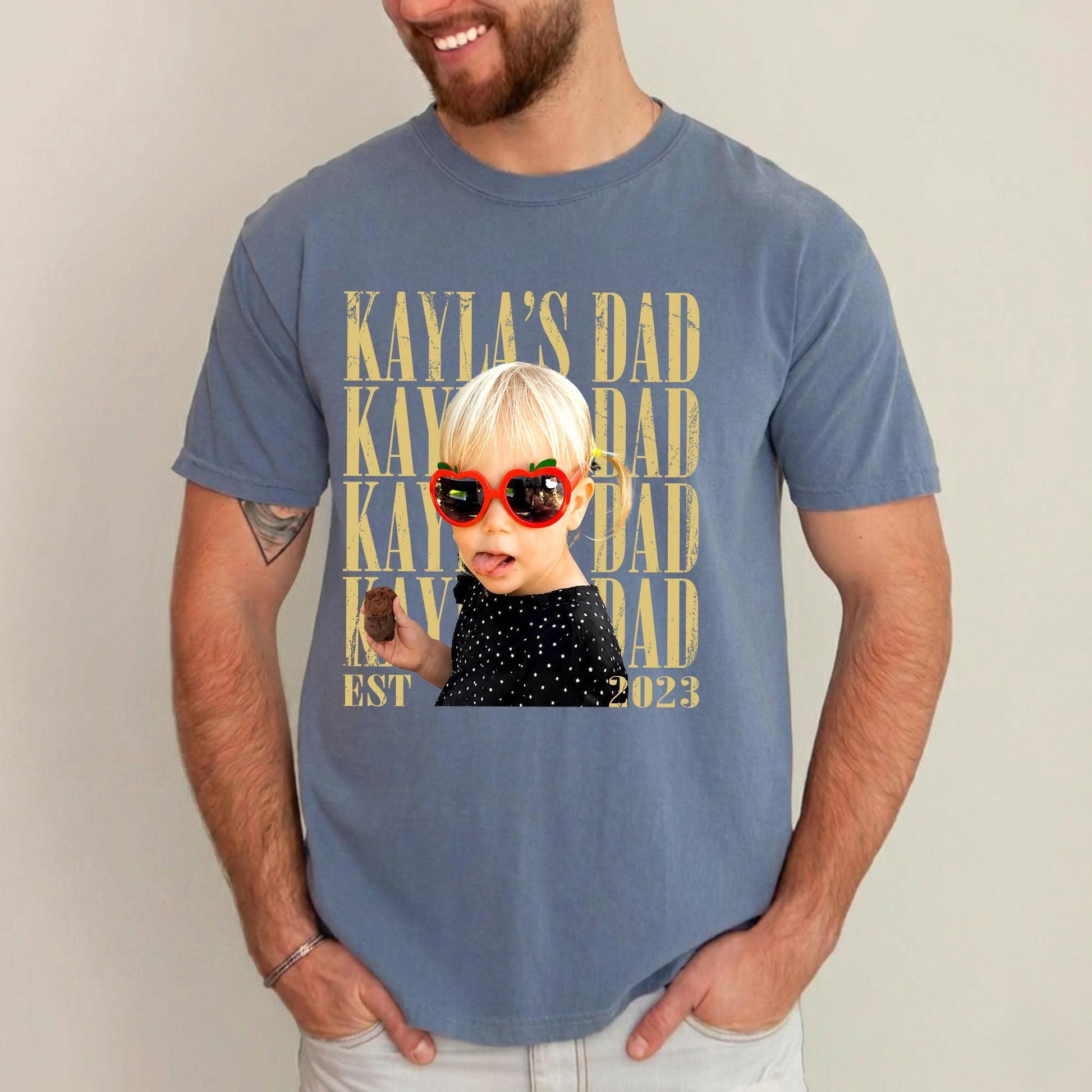 Personalized Vintage Photo Dad Shirt, Custom Kid Photo Shirt for Dad, Father's Day Gift for Husband, Dad Gift From Daughter Son