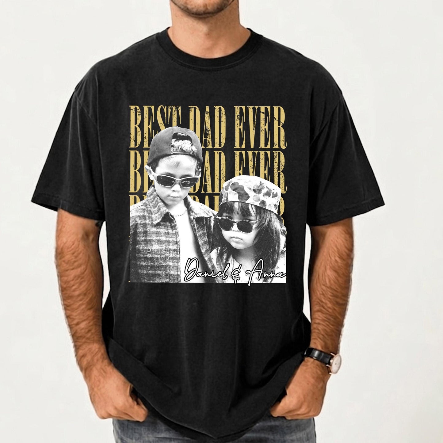 Custom Vintage Dad Photo Shirt, Fathers Day Shirt With Kids Photo, Best Dad Ever Shirt, Birthday Gift for Husband