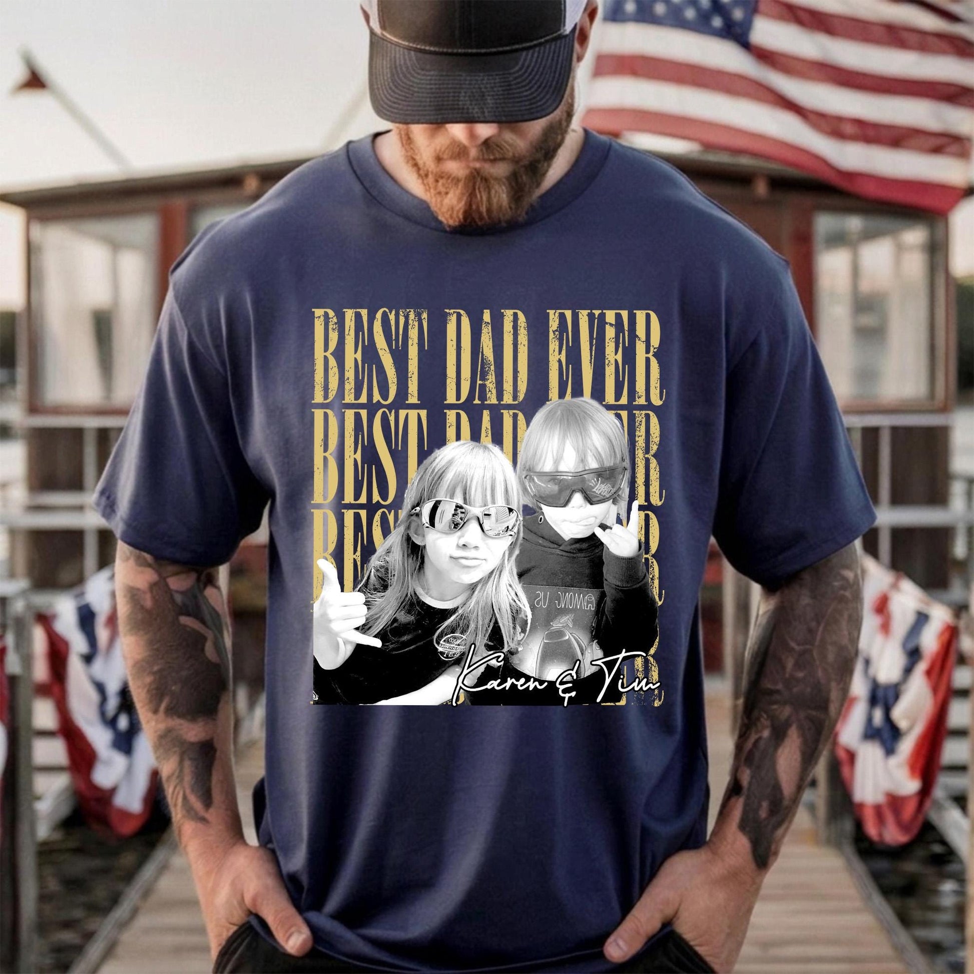 Custom Vintage Dad Photo Shirt, Fathers Day Shirt With Kids Photo, Best Dad Ever Shirt, Birthday Gift for Husband