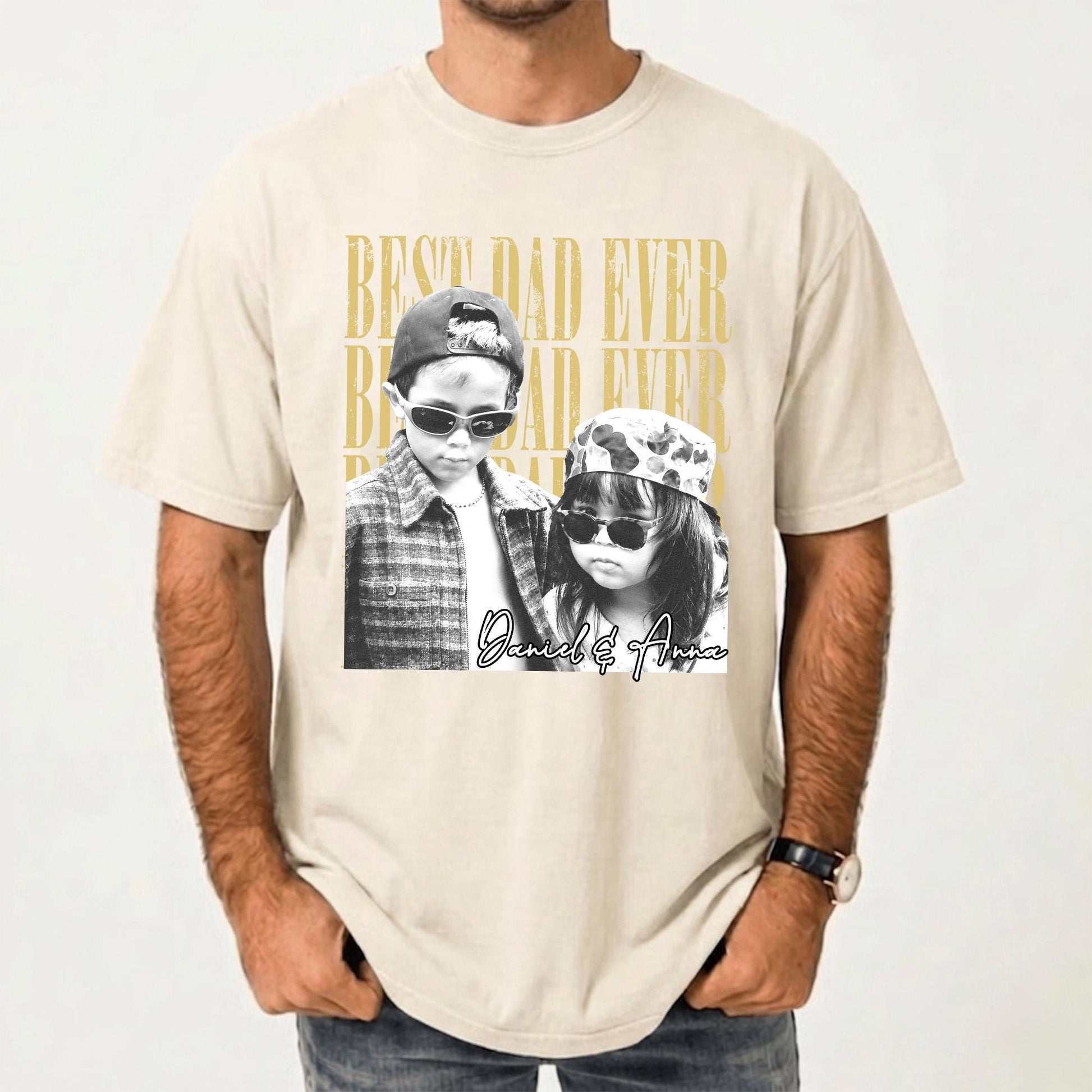Custom Vintage Dad Photo Shirt, Fathers Day Shirt With Kids Photo, Best Dad Ever Shirt, Birthday Gift for Husband