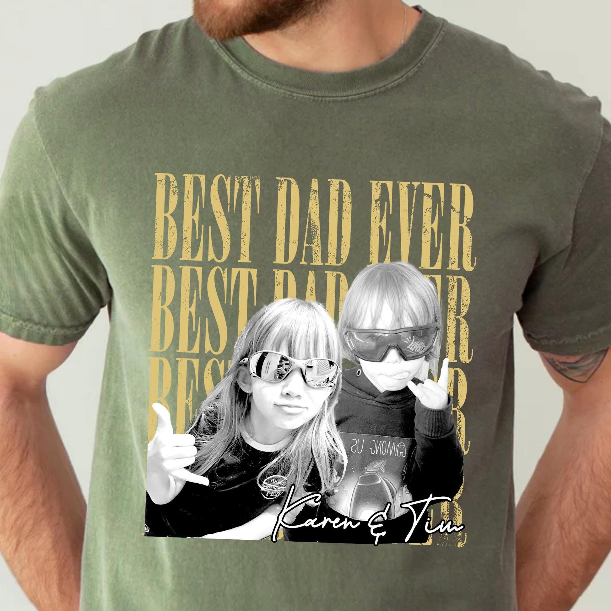 Custom Vintage Dad Photo Shirt, Fathers Day Shirt With Kids Photo, Best Dad Ever Shirt, Birthday Gift for Husband