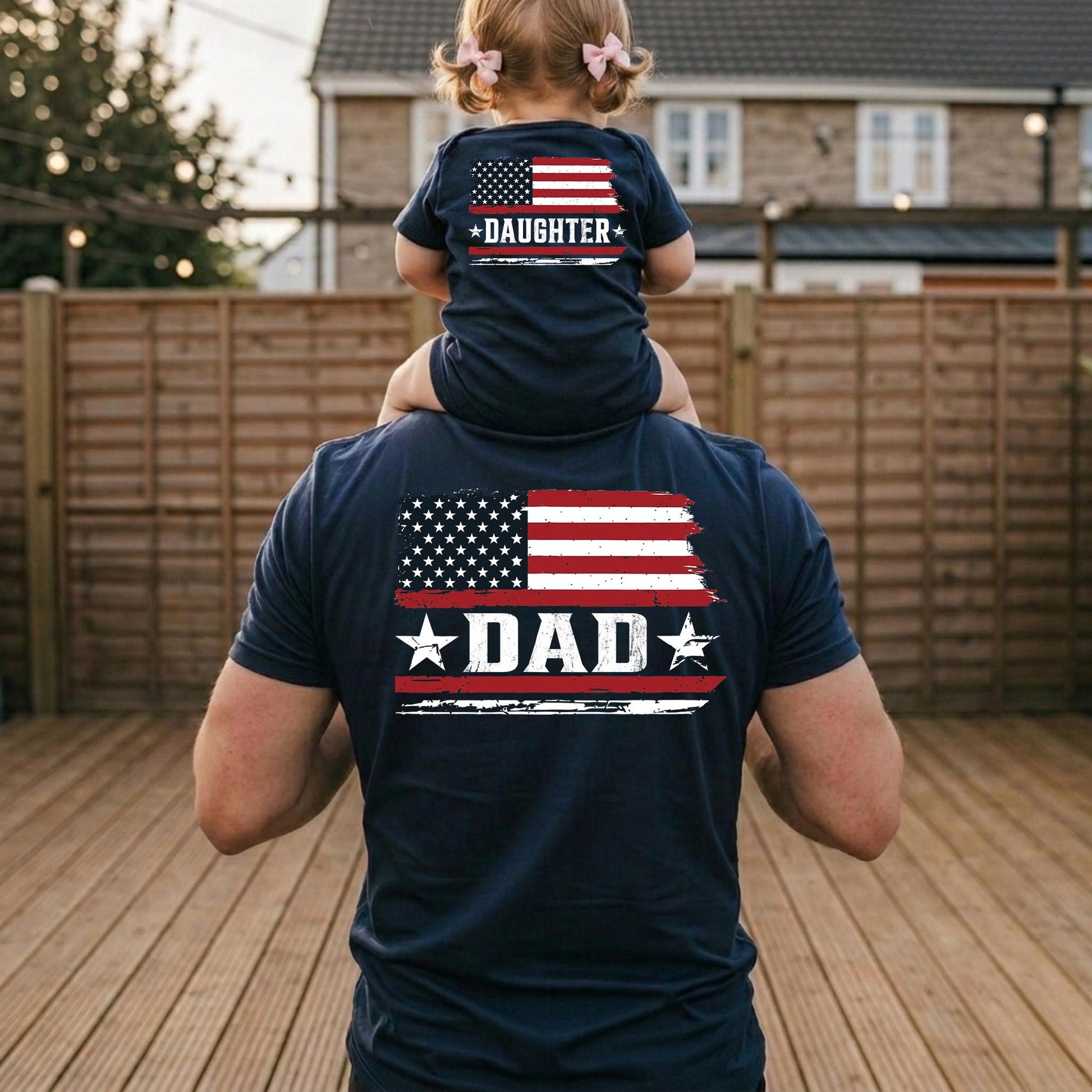 Patriotic Father's Day Gift for Husband, Personalized Dad and Daughter Matching Shirts, Custom Dad America Shirt