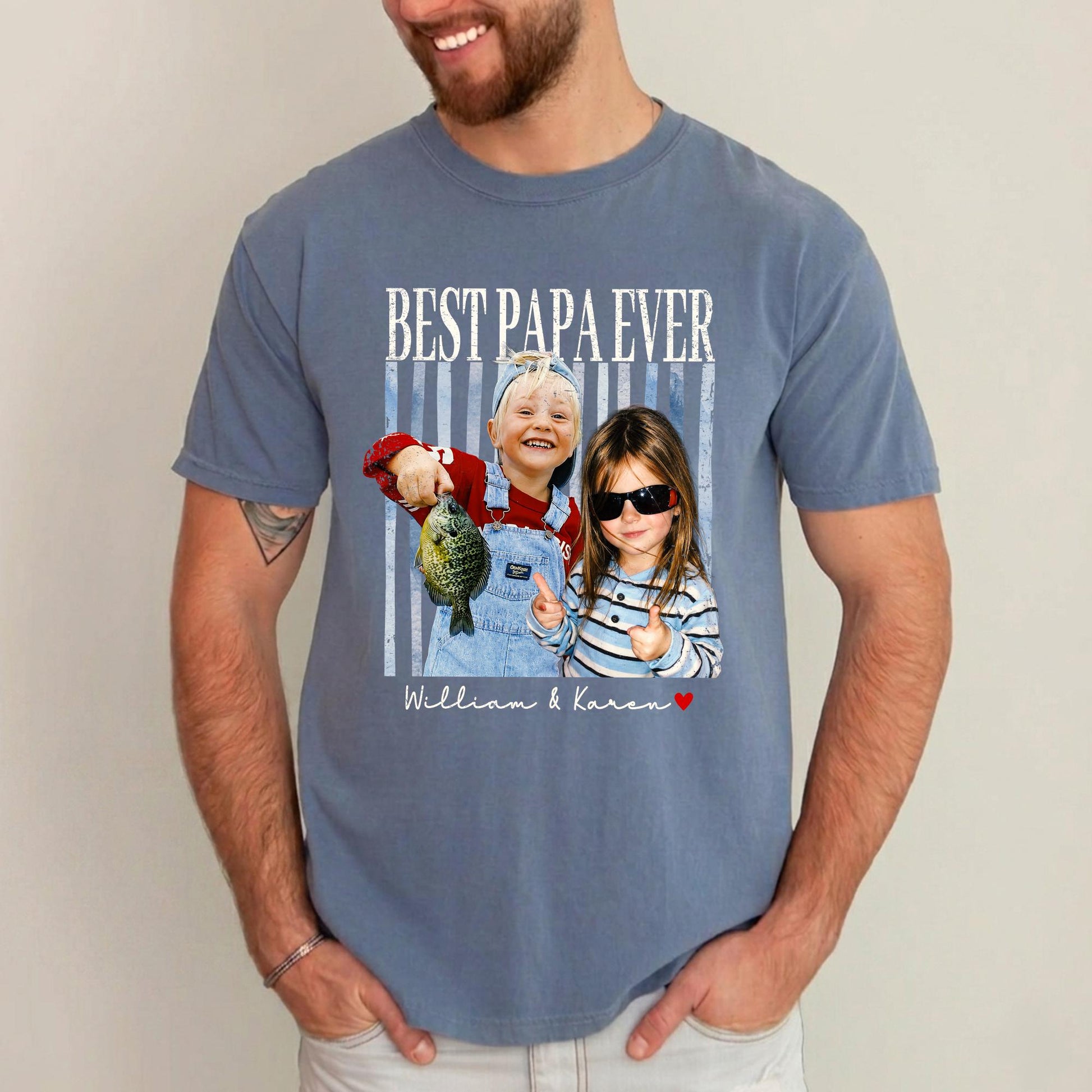 Custom Papa Photo Shirt, Fathers Day Shirt with Kids, Funny Dad Shirt, Best Dad Ever Shirt, New Dad Gift