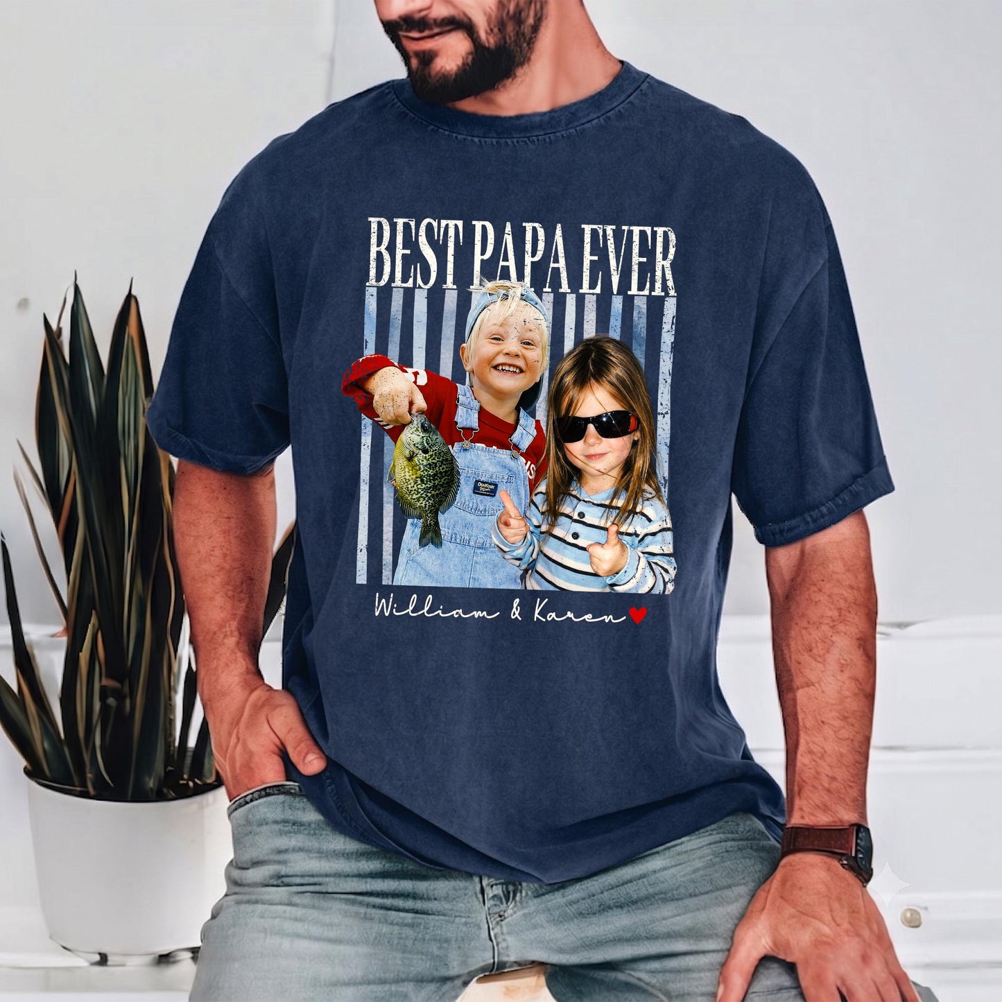 Custom Papa Photo Shirt, Fathers Day Shirt with Kids, Funny Dad Shirt, Best Dad Ever Shirt, New Dad Gift