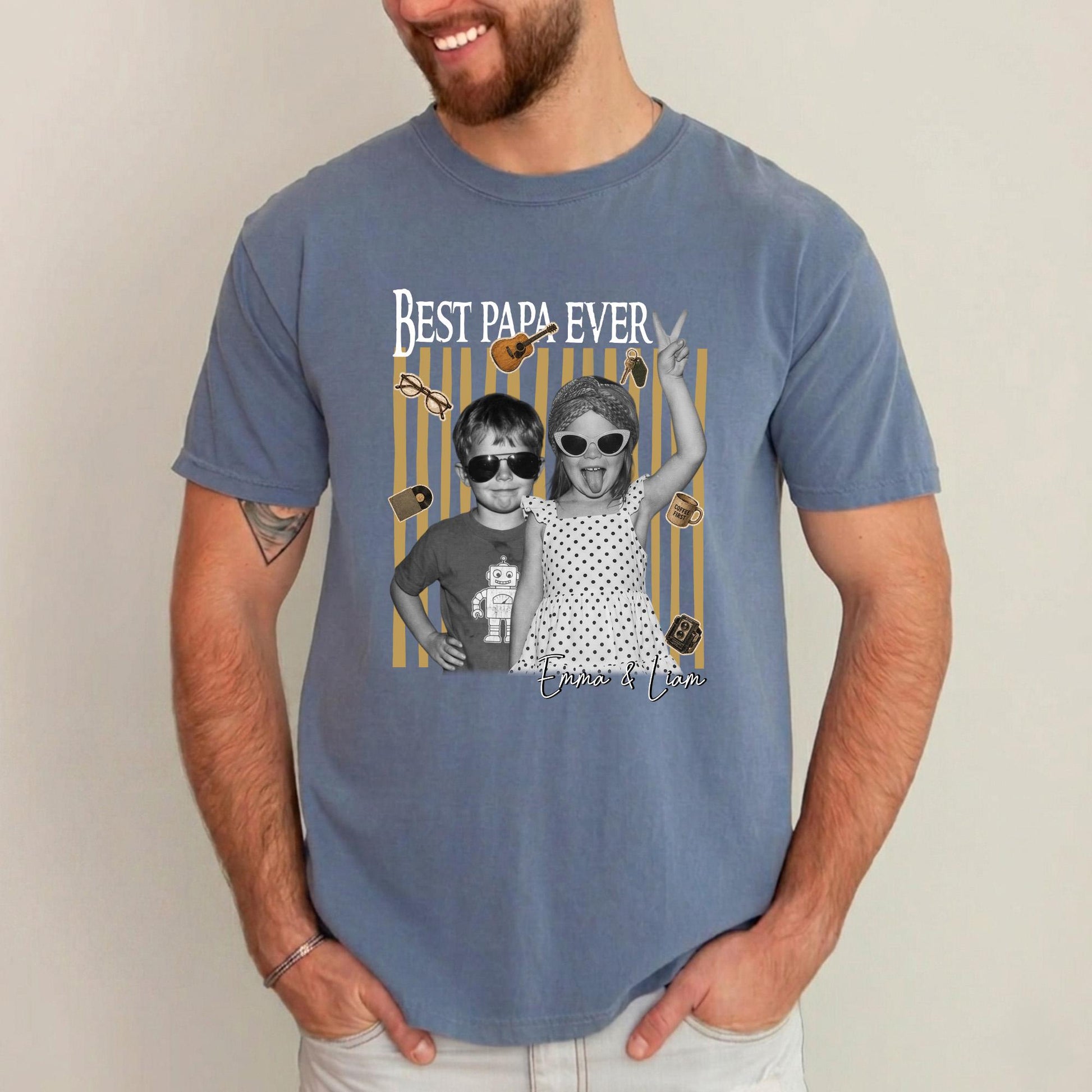 Custom Dad Shirt with Kids Photo, Fathers Day Shirts Gifts for Dad, Grandparent Gift