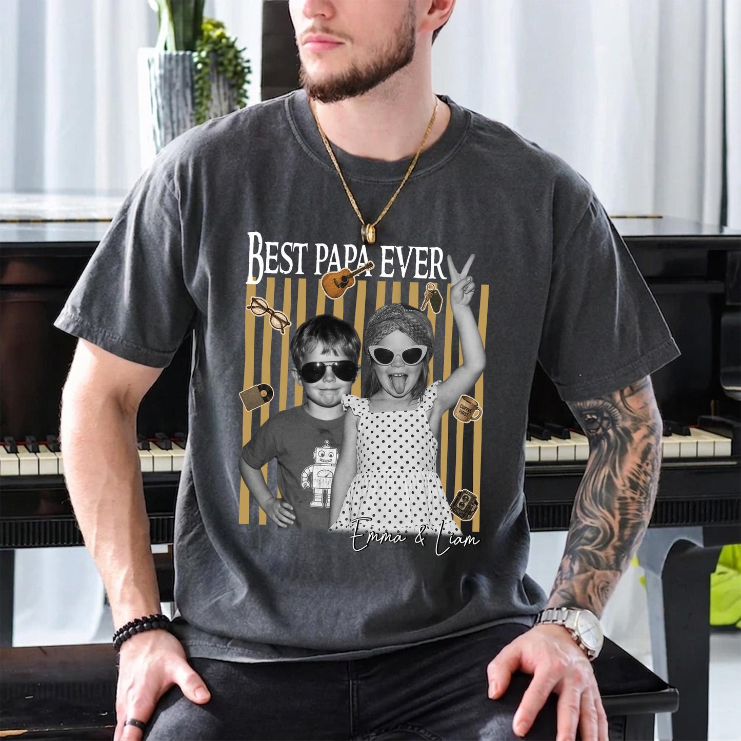 Custom Dad Shirt with Kids Photo, Fathers Day Shirts Gifts for Dad, Grandparent Gift