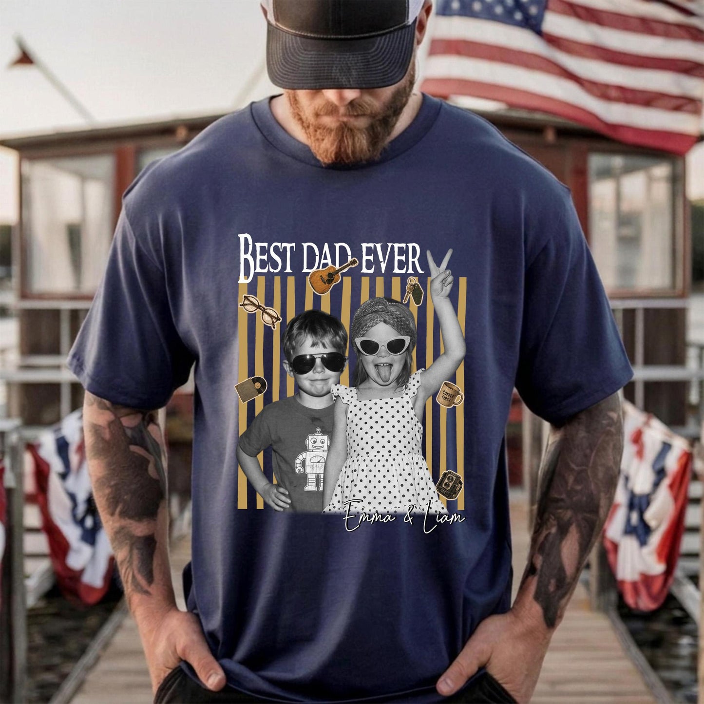 Custom Dad Shirt with Kids Photo, Fathers Day Shirts Gifts for Dad, Grandparent Gift
