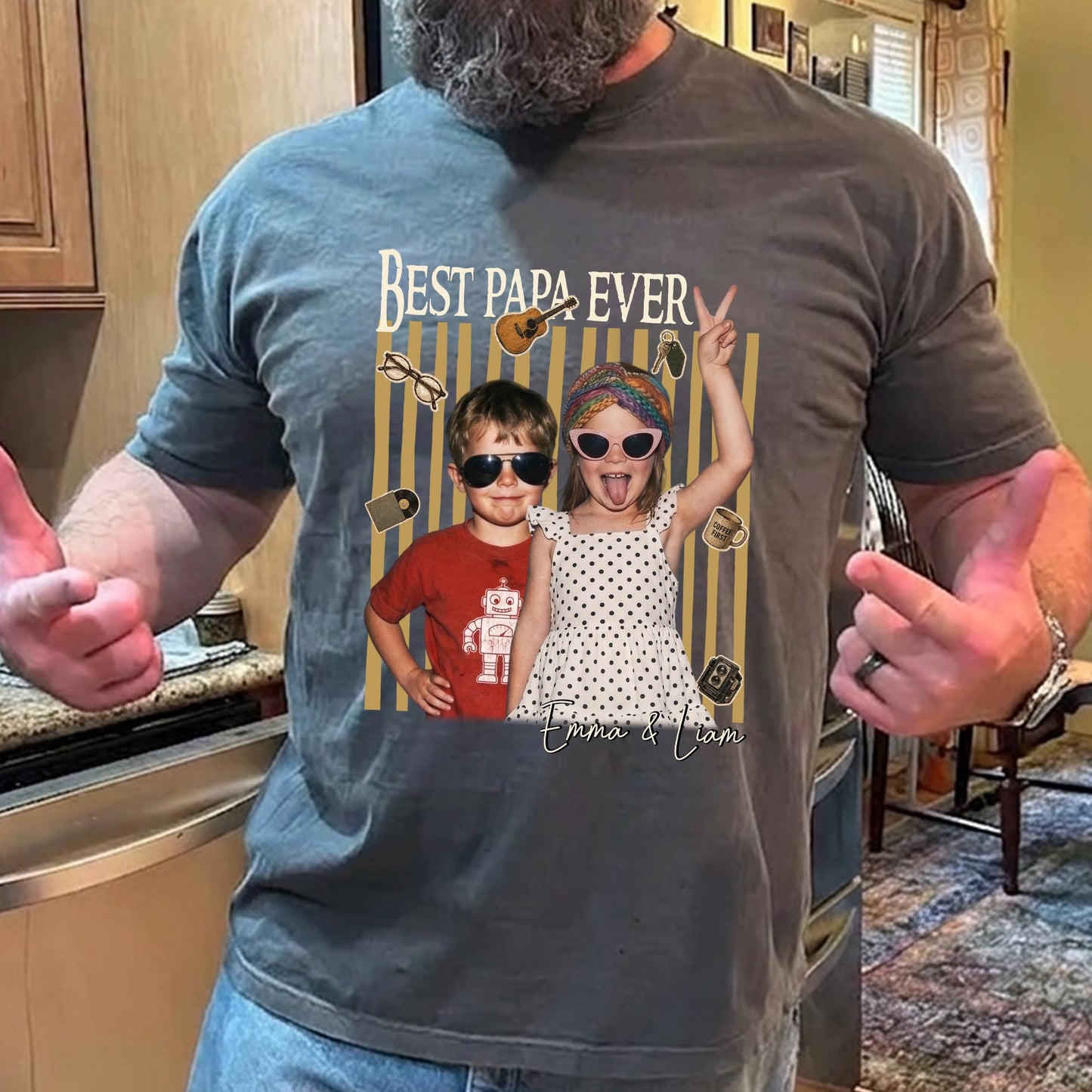 Custom Dad Shirt with Kids Photo, Fathers Day Shirts Gifts for Dad, Grandparent Gift