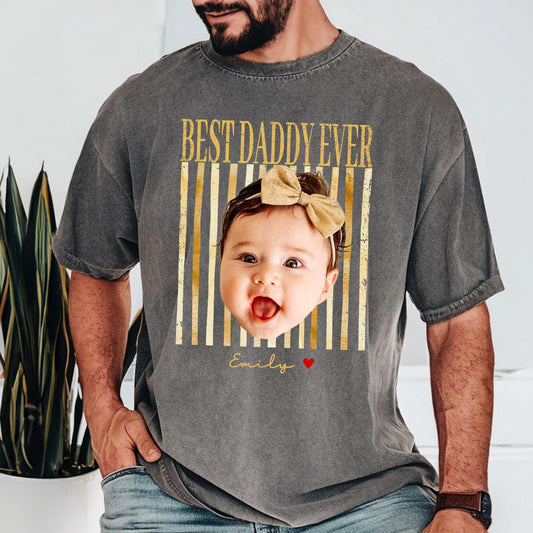 Custom New Dad Shirt, Photo Vintage First Fathers Day Shirt, Gift for First Time Dad