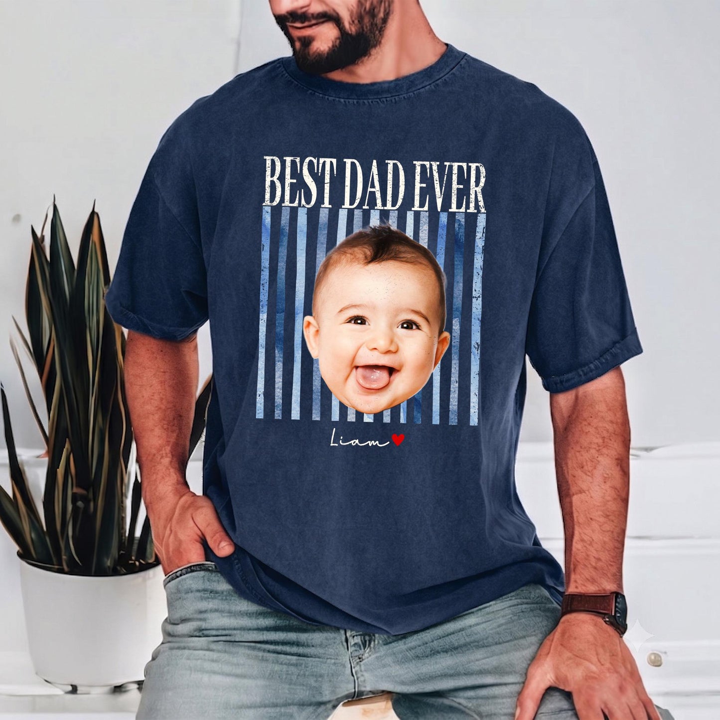 Custom New Dad Shirt, Photo Vintage First Fathers Day Shirt, Gift for First Time Dad