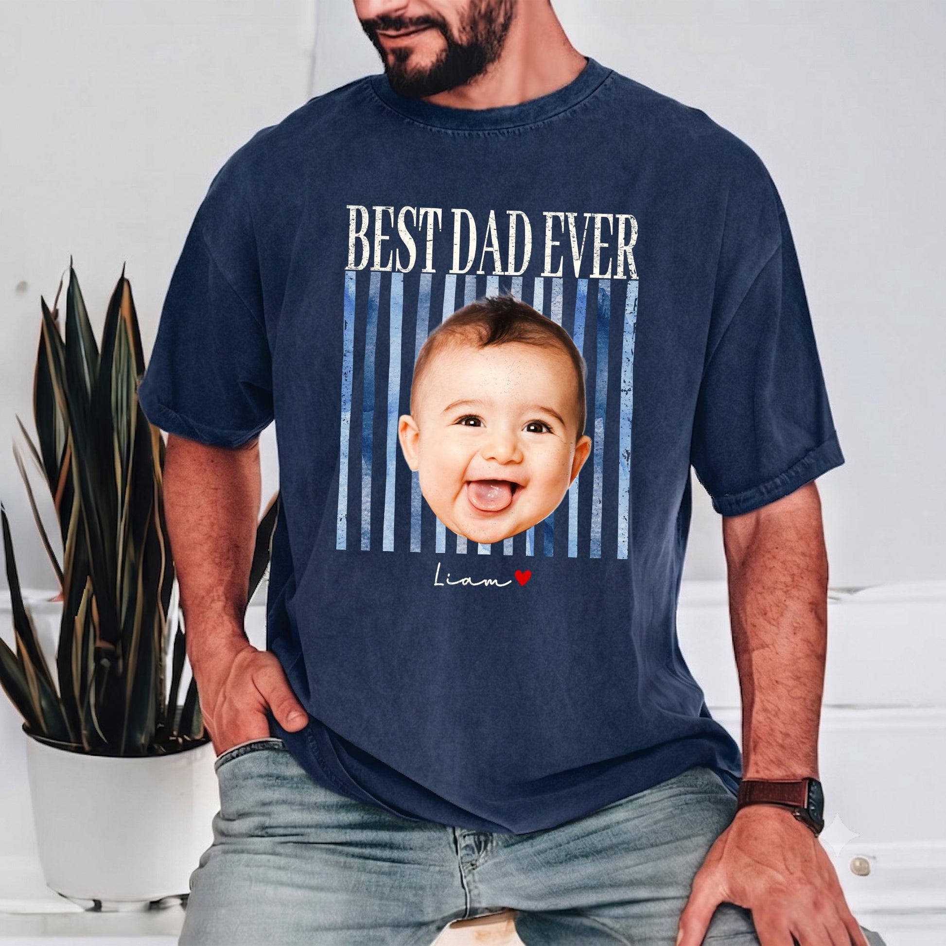 Custom New Dad Shirt, Photo Vintage First Fathers Day Shirt, Gift for First Time Dad