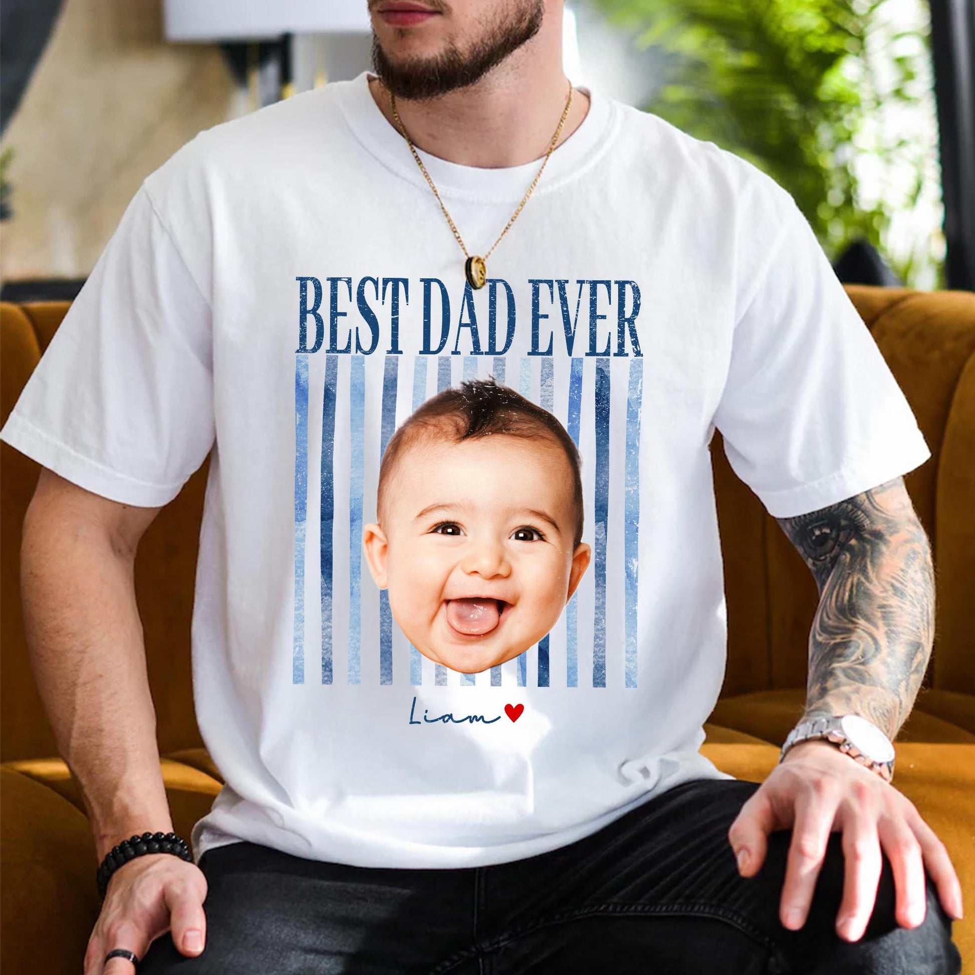 Custom New Dad Shirt, Photo Vintage First Fathers Day Shirt, Gift for First Time Dad
