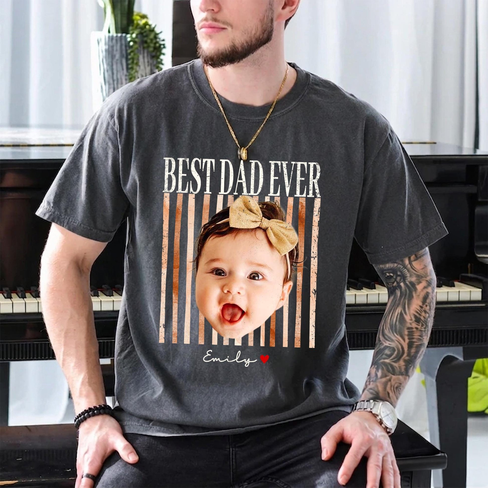 Custom New Dad Shirt, Photo Vintage First Fathers Day Shirt, Gift for First Time Dad