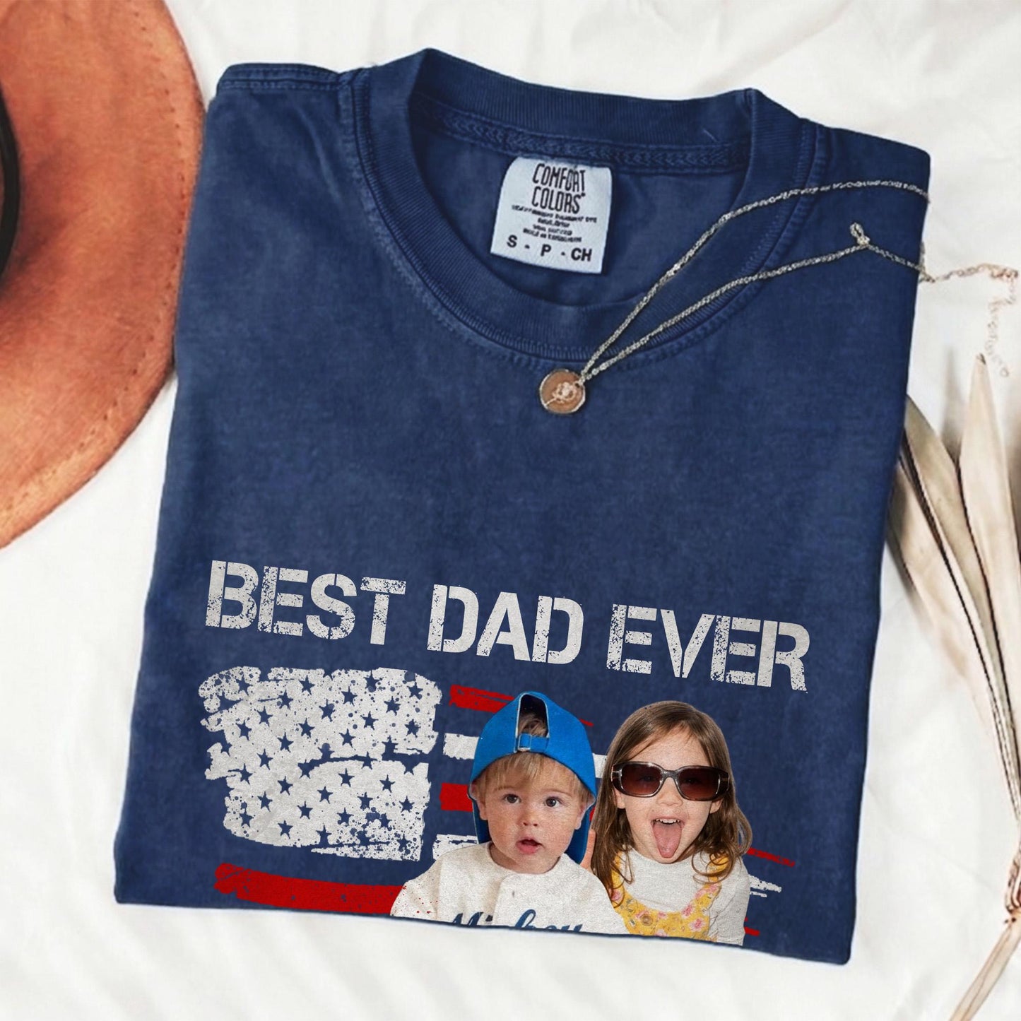 Custom Dad Photo Shirt, Fathers Day Shirts Gifts for Dad, USA Flag 4th of July Shirt
