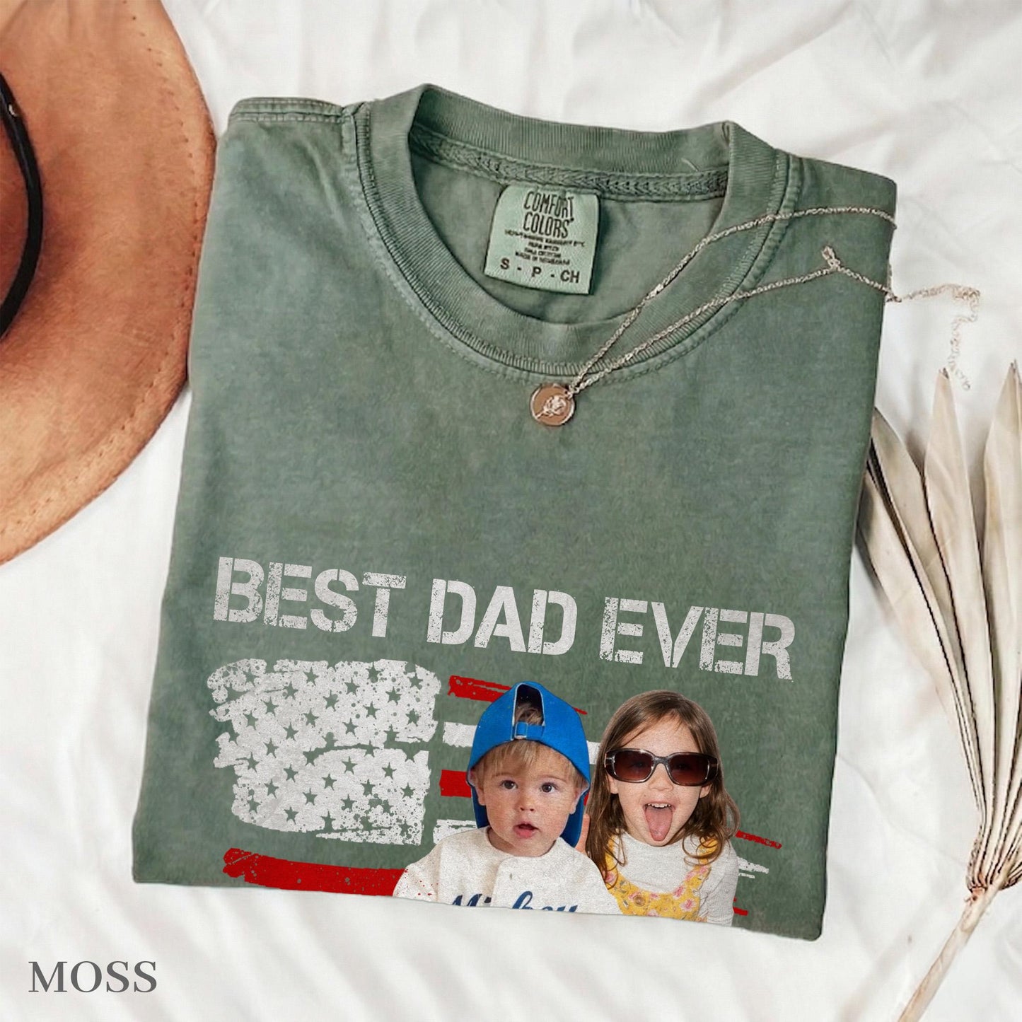 Custom Dad Photo Shirt, Fathers Day Shirts Gifts for Dad, USA Flag 4th of July Shirt