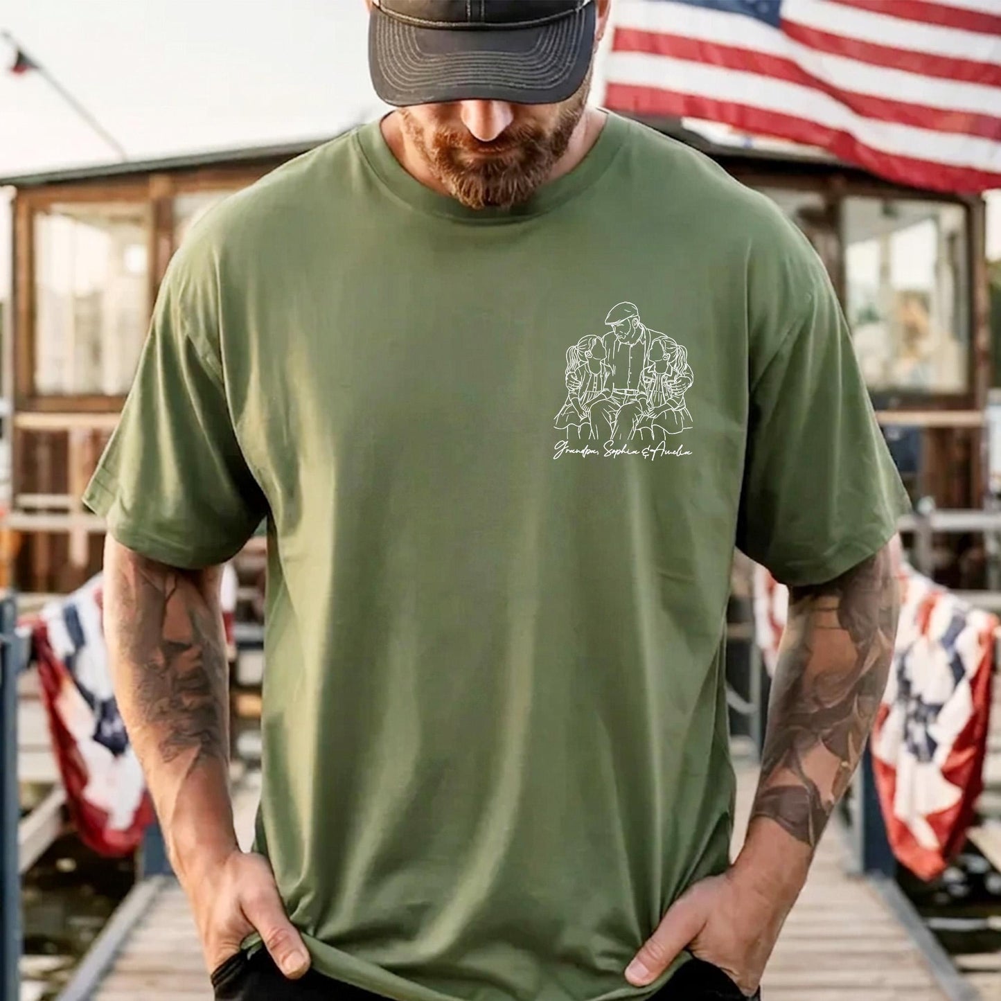 Personalized Grandpa Shirt, Grandfather Shirt Gift from Grandkids, Custom Photo Grandpa Portrait