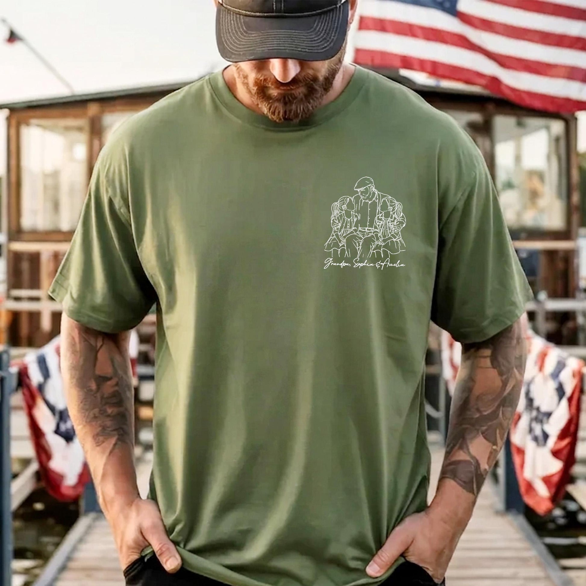 Personalized Grandpa Shirt, Grandfather Shirt Gift from Grandkids, Custom Photo Grandpa Portrait