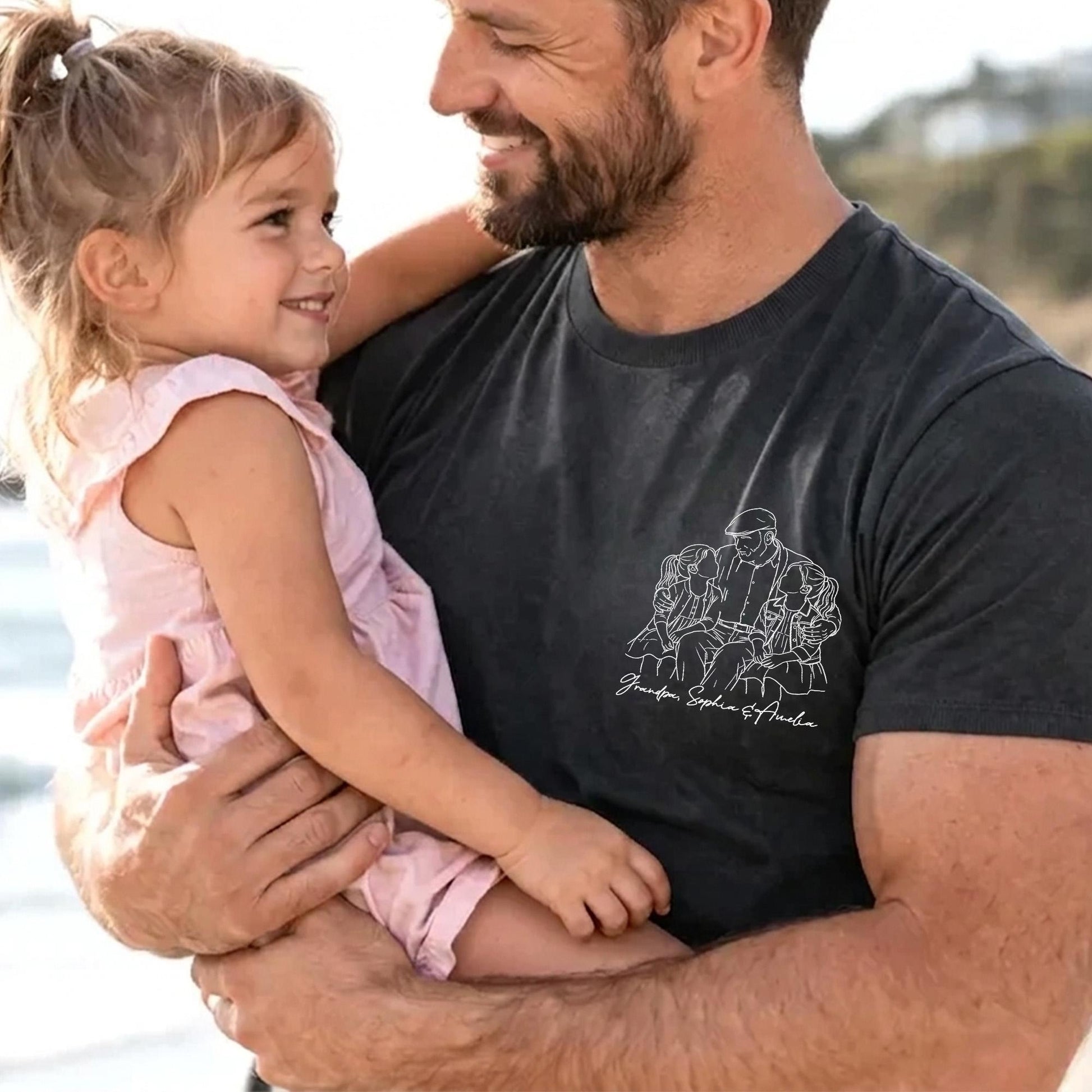 Personalized Grandpa Shirt, Grandfather Shirt Gift from Grandkids, Custom Photo Grandpa Portrait