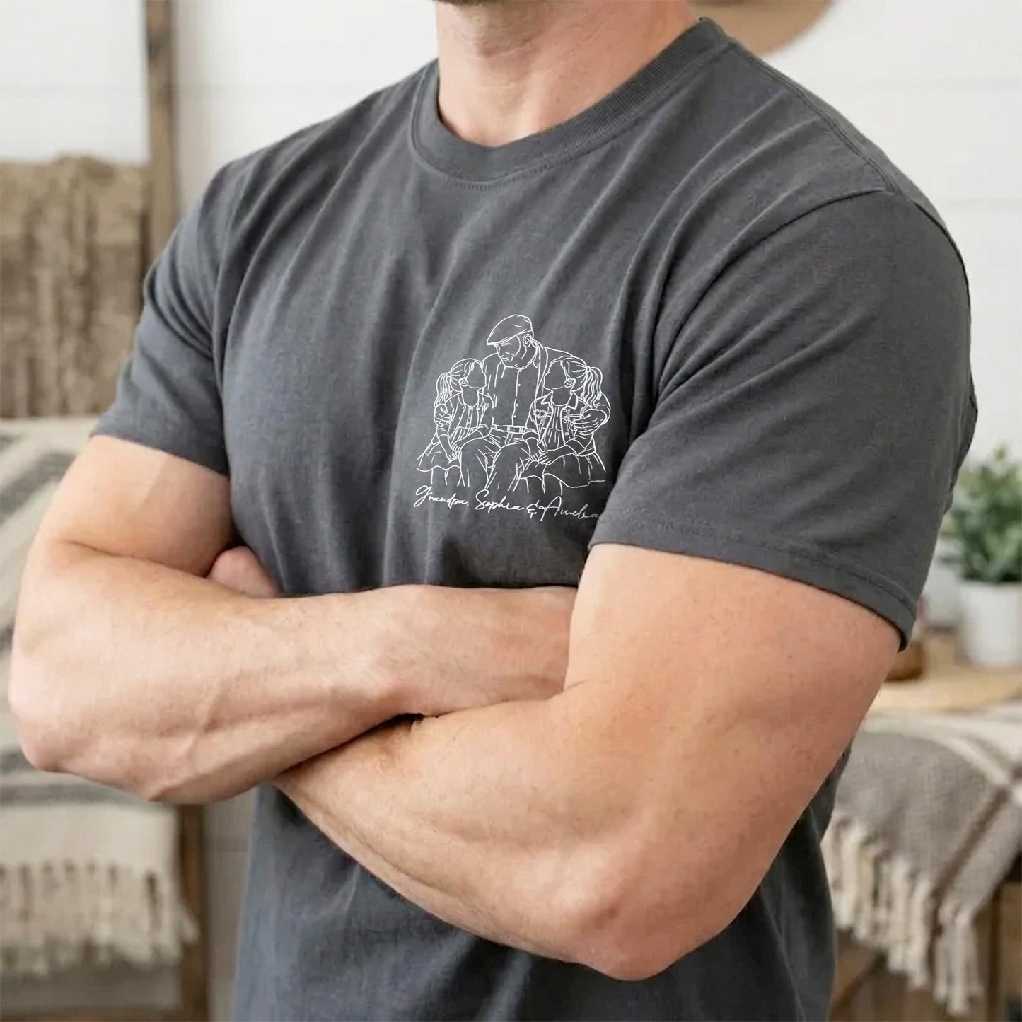 Personalized Grandpa Shirt, Grandfather Shirt Gift from Grandkids, Custom Photo Grandpa Portrait
