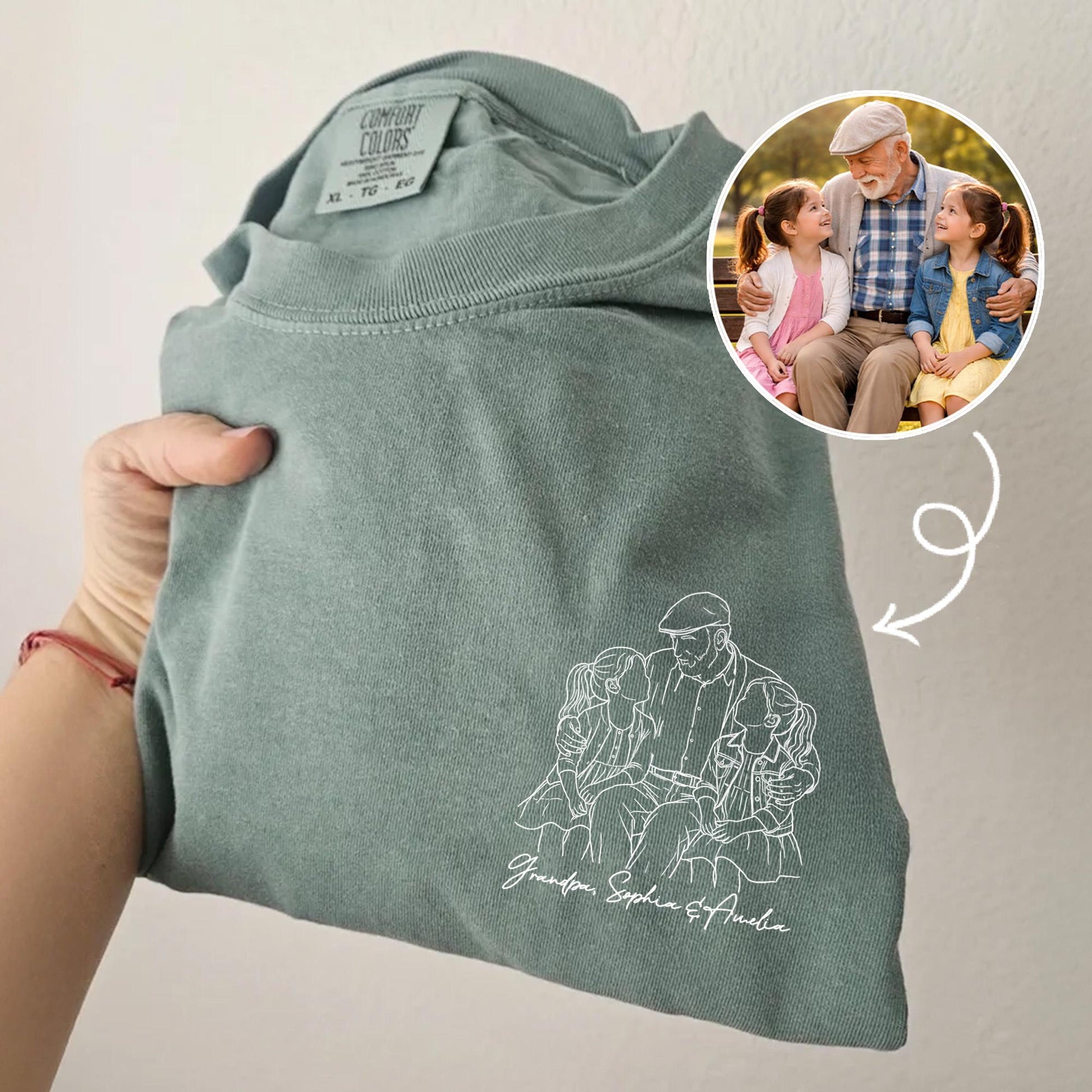 Personalized Grandpa Shirt, Grandfather Shirt Gift from Grandkids, Custom Photo Grandpa Portrait